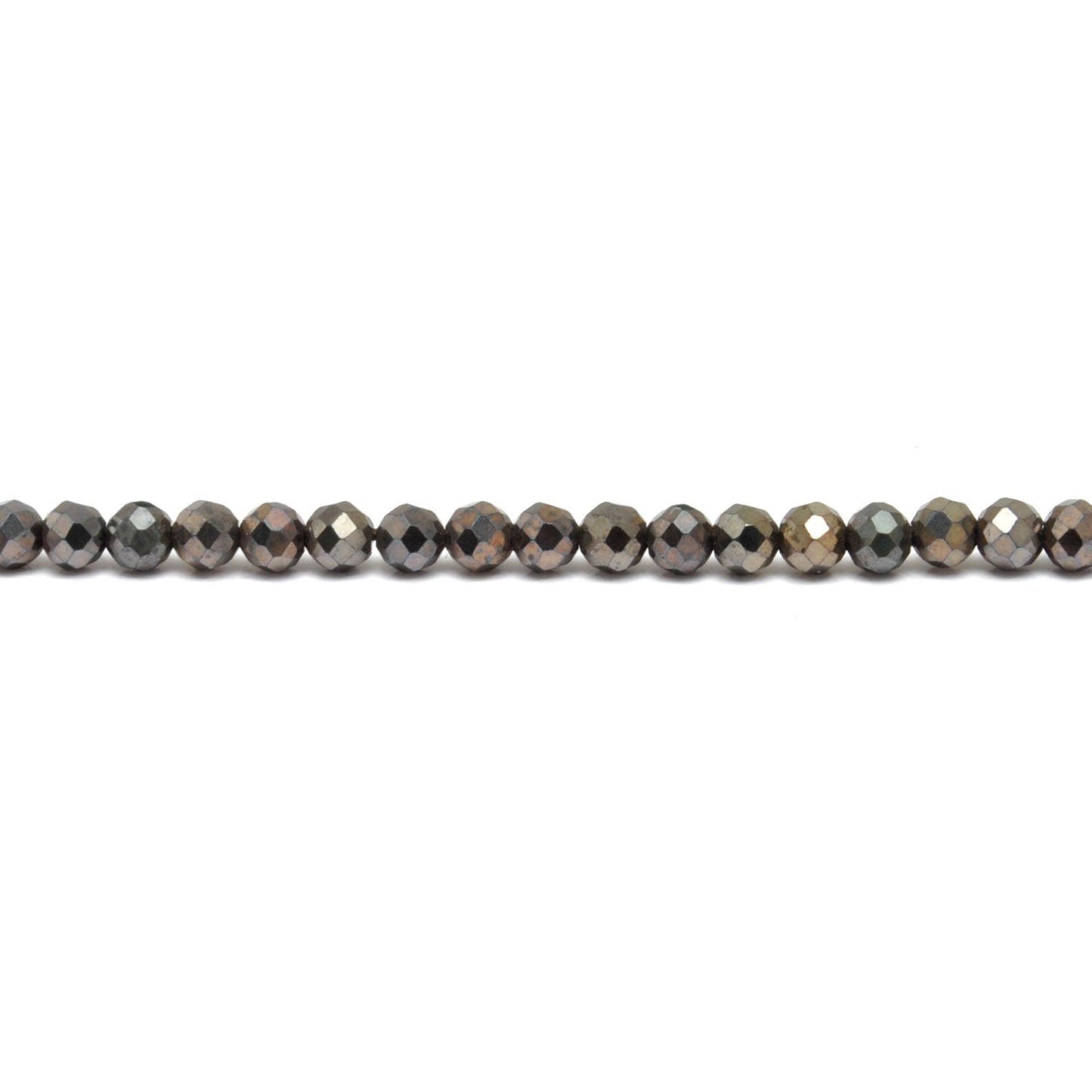 Brown Pyrite Faceted Round Gemstone Beads 3-3.5mm 12.5" Strand - SAR Gems