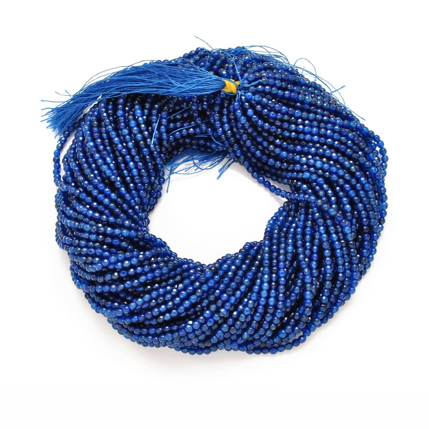 Blue Quartz Round Faceted Gemstone Beads 15" - SAR Gems