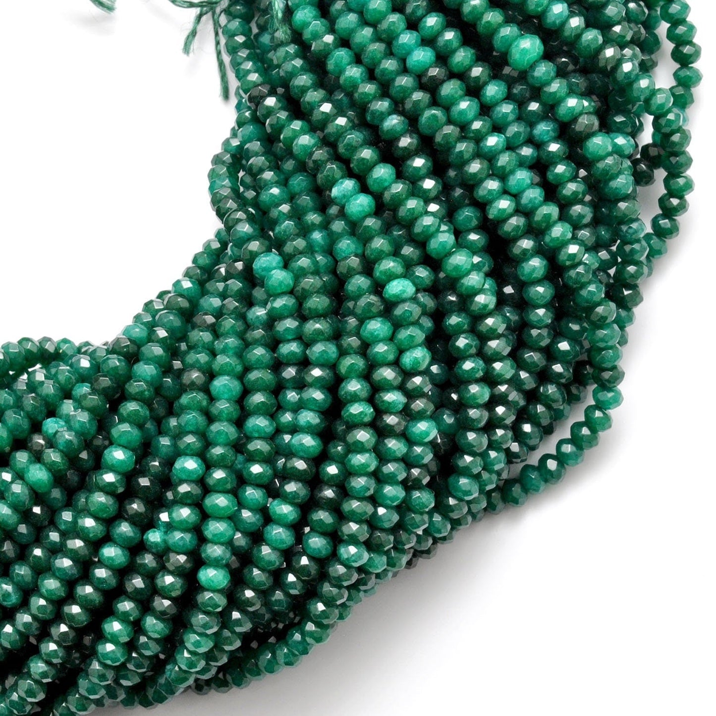 Green Quartz Faceted Rondelle Gemstone Beads 13" - SAR Gems