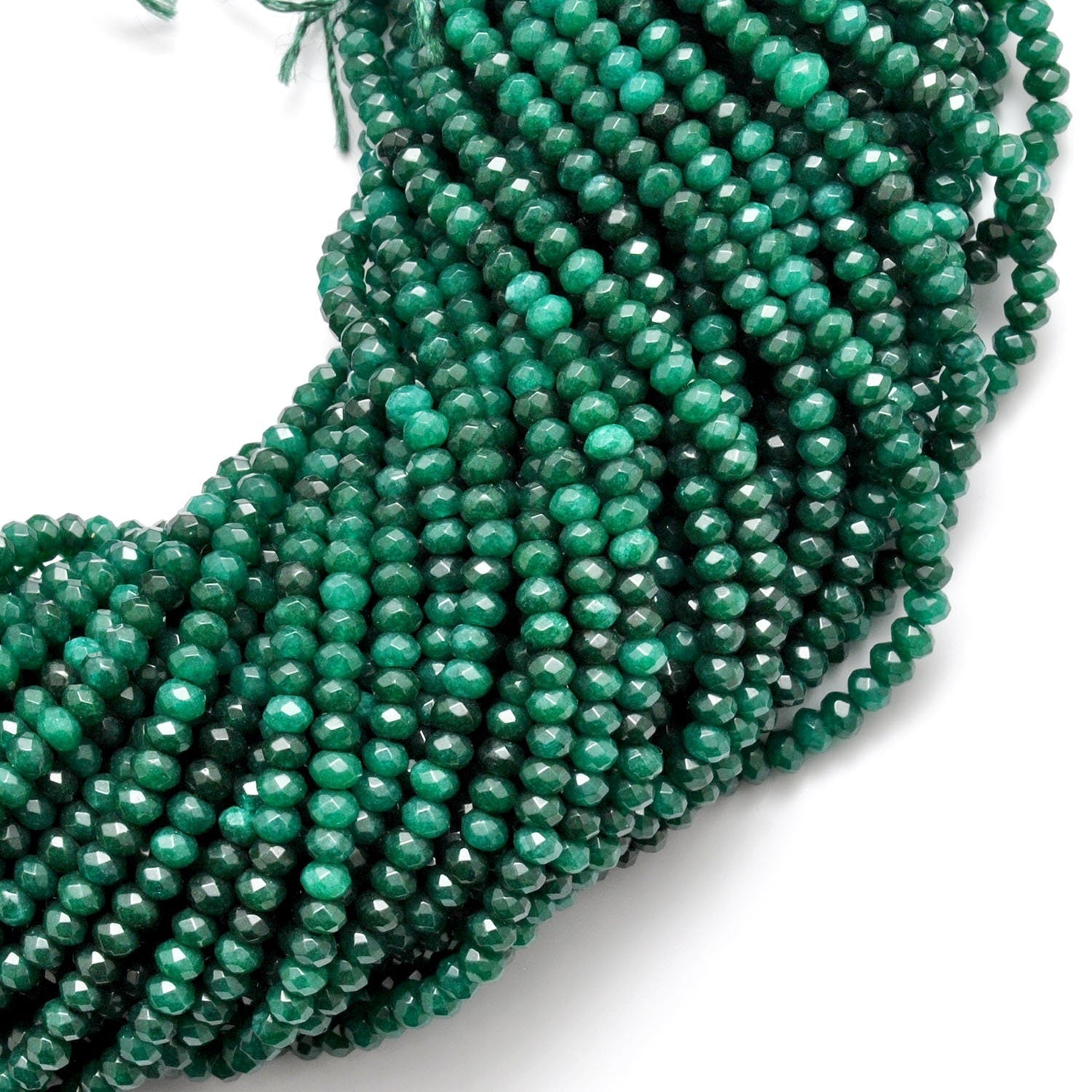 Green Quartz Faceted Rondelle Gemstone Beads 13" - SAR Gems