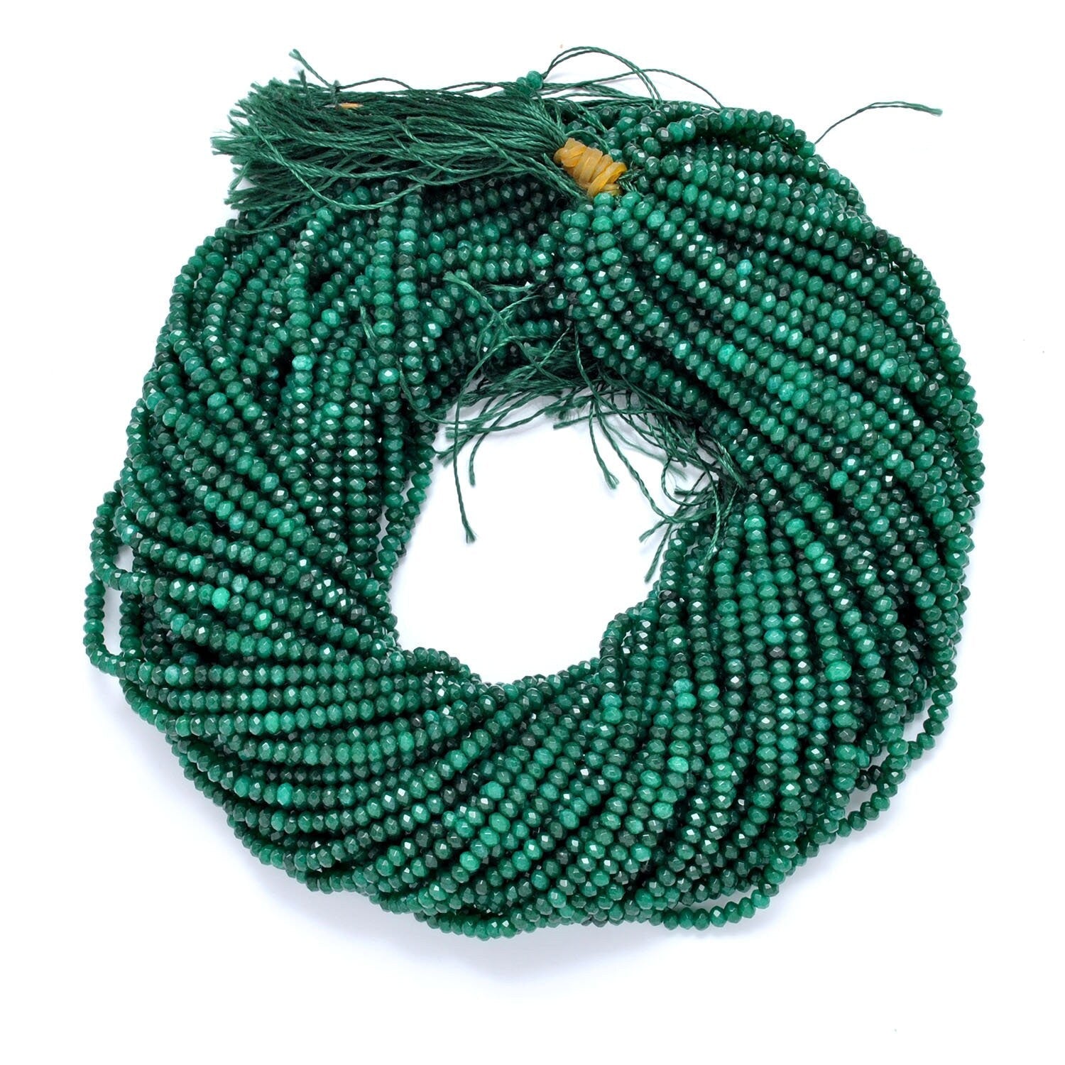 Green Quartz Faceted Rondelle Gemstone Beads 13" - SAR Gems