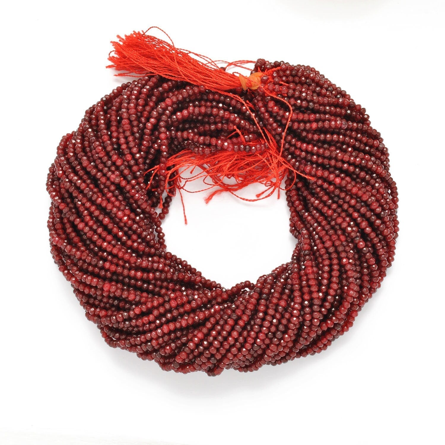 Red Ruby Faceted Rondelle Gemstone Beads 13" - SAR Gems