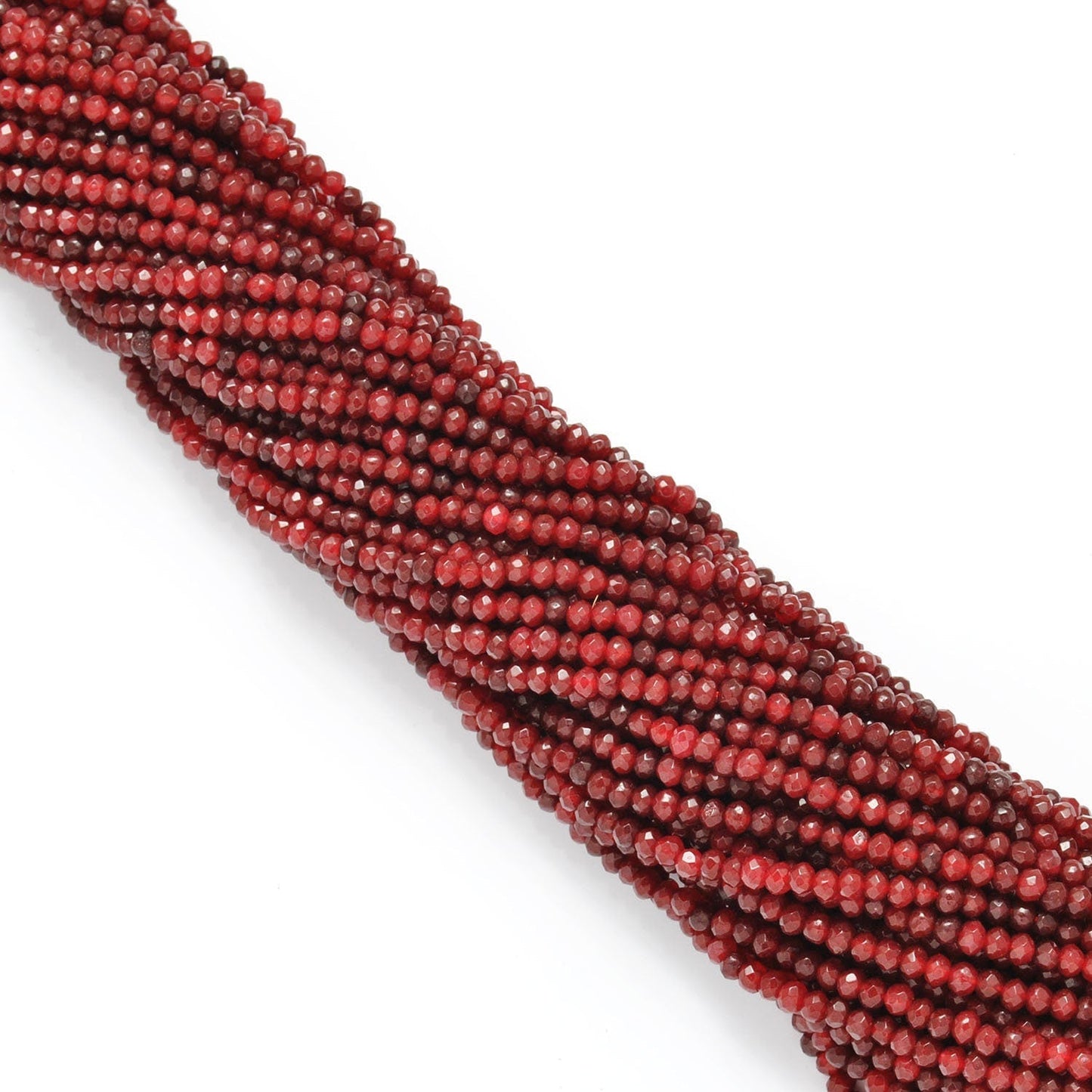 Red Ruby Faceted Rondelle Gemstone Beads 13" - SAR Gems