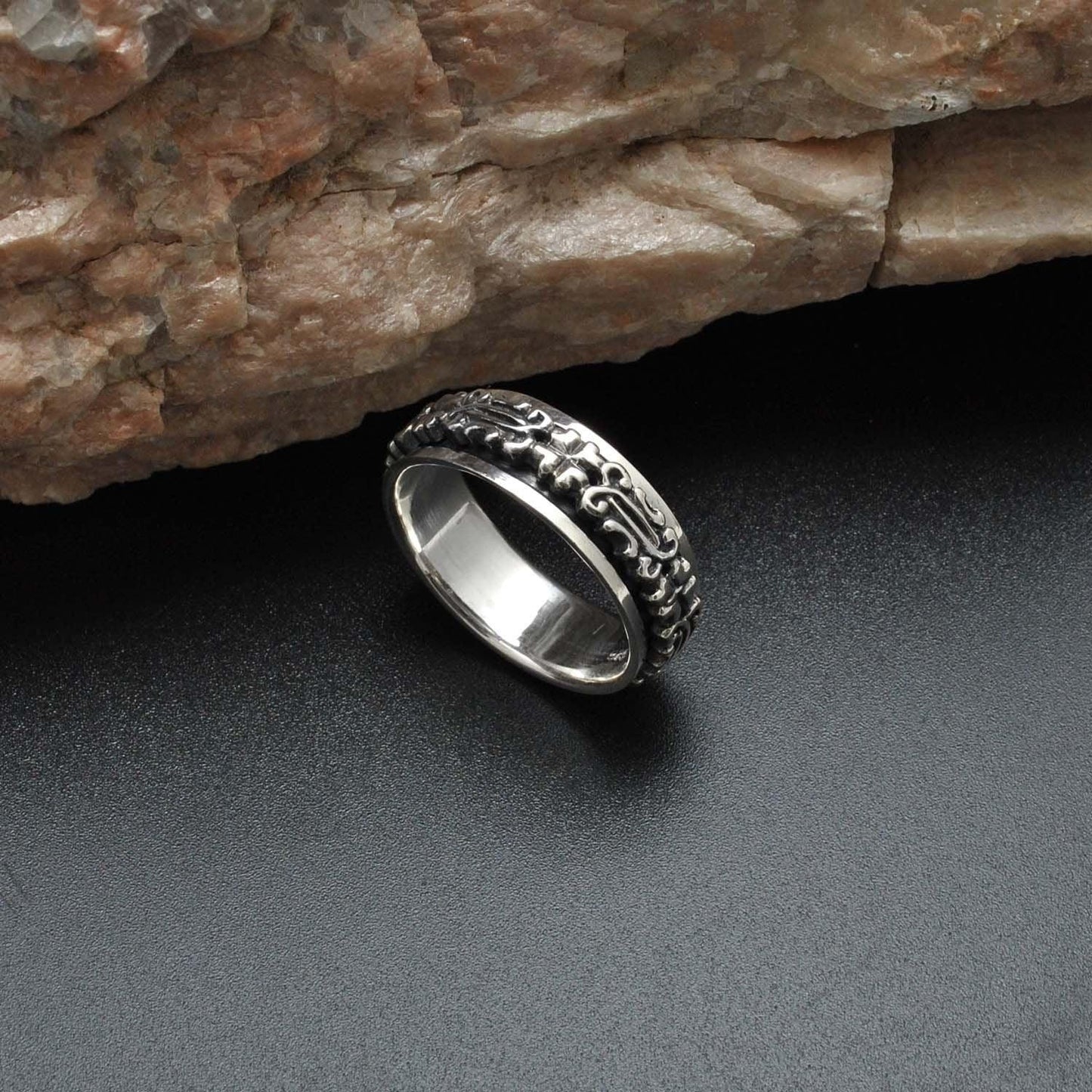 Spinner ring Sterling Silver Size 14 - SAR Gems