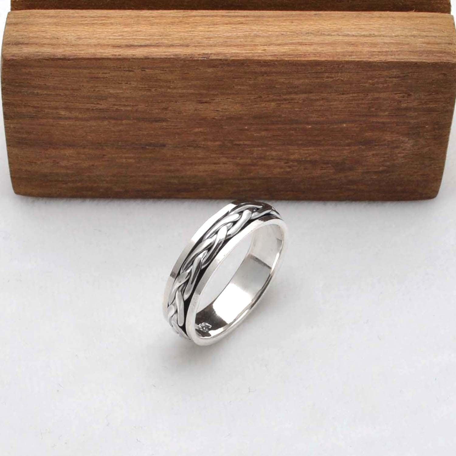 Sterling Silver Fidget Curb Ring Size 12 - SAR Gems