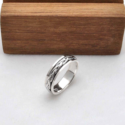 Sterling Silver Fidget Curb Ring Size 12 - SAR Gems