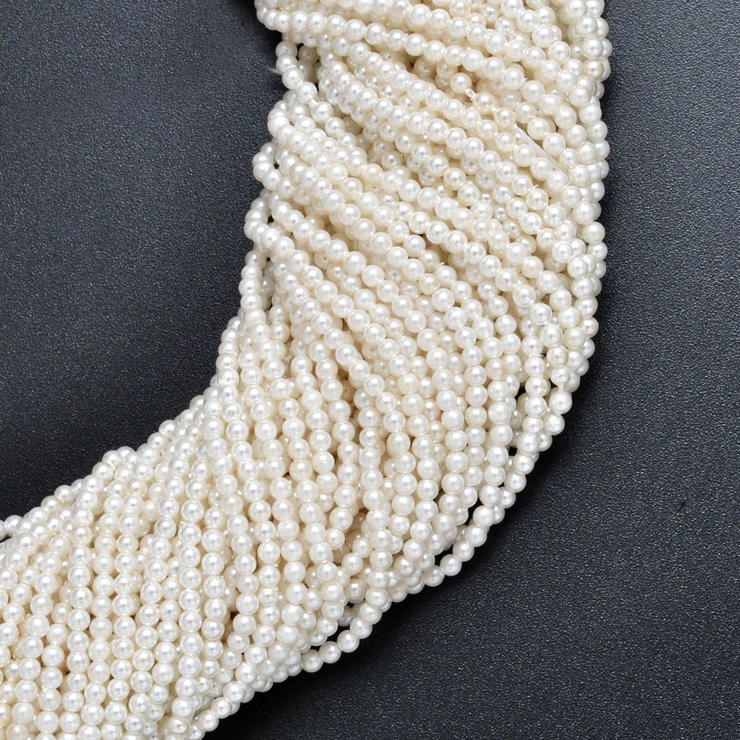 White Shell Pearl Round Gemstone Beads 16" Strand - SAR Gems