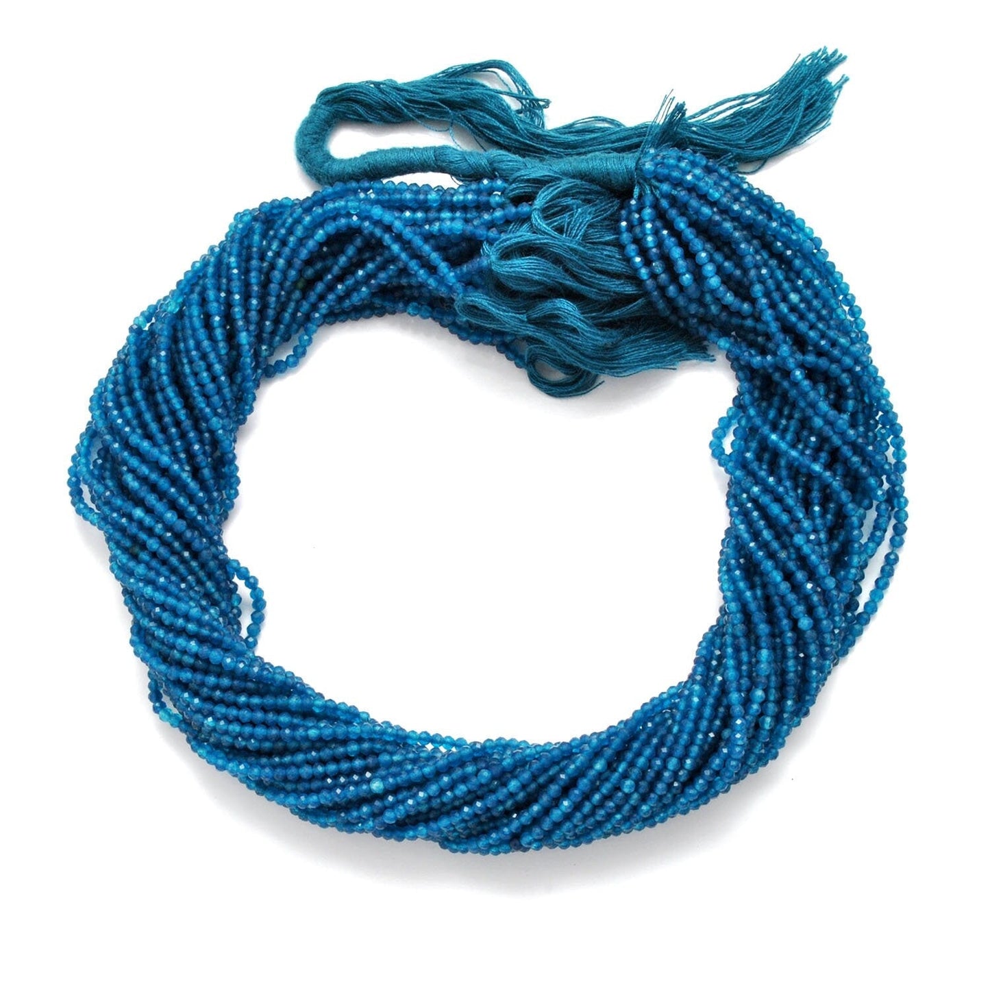 Natural Blue Apatite Faceted Round Gemstone Beads 12.5" Strand - SAR Gems