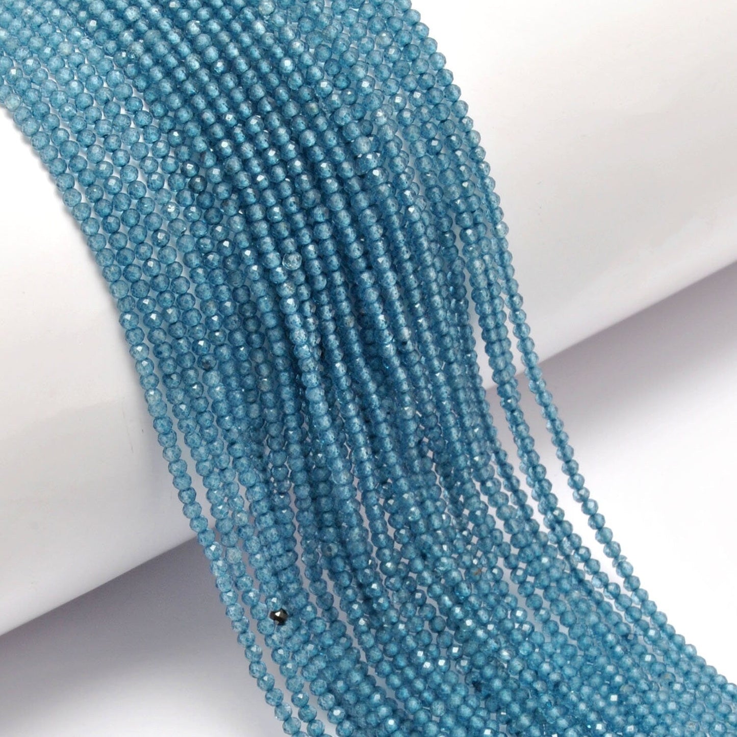 Blue Quartz Faceted Round Gemstone Beads 12.5" Strand - SAR Gems