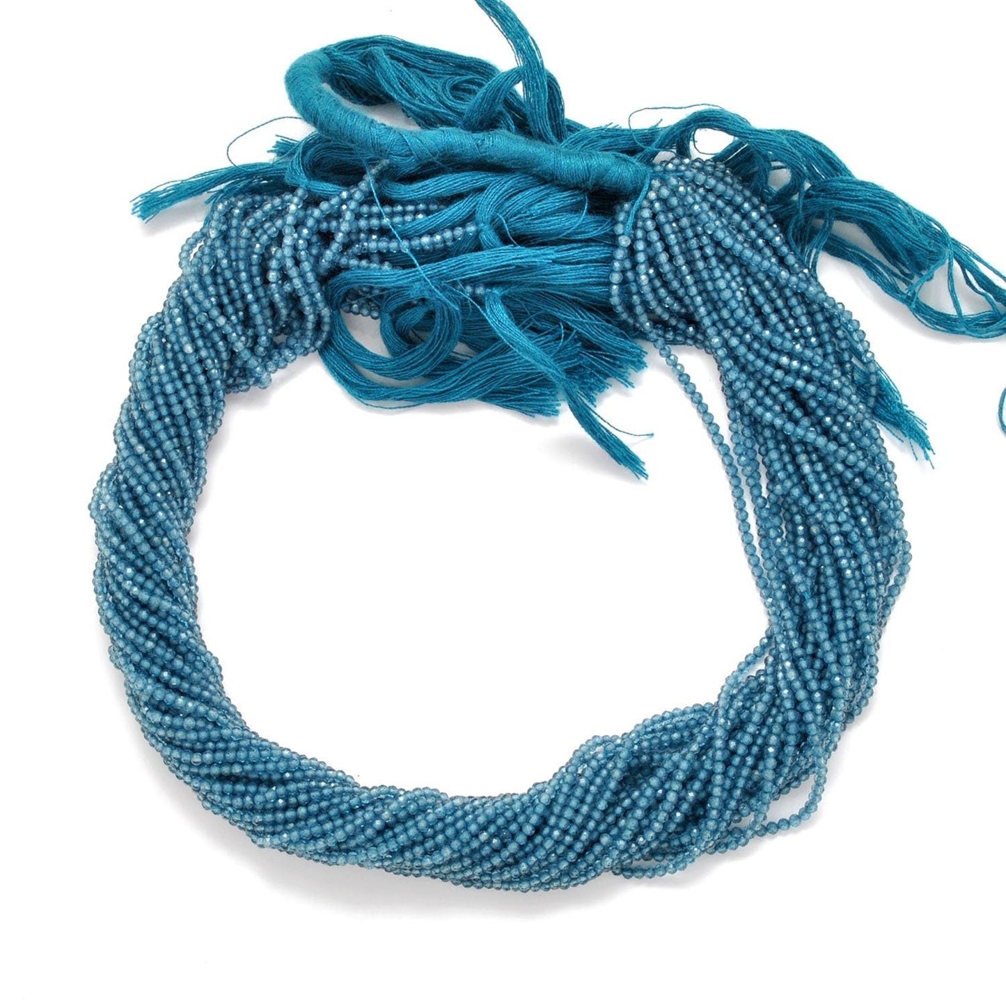 Blue Quartz Faceted Round Gemstone Beads 12.5" Strand - SAR Gems