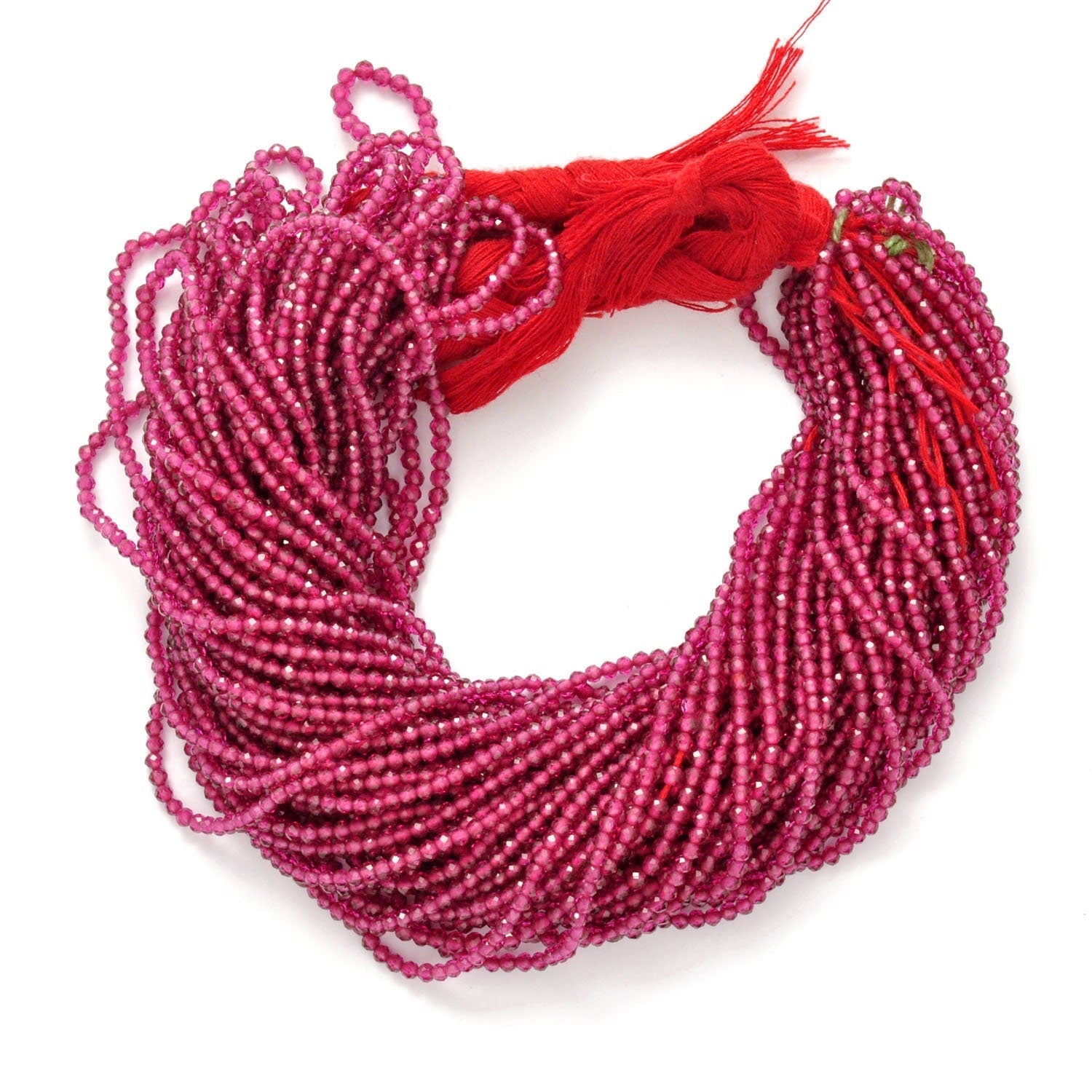 Ruby Corundum Round Faceted Gemstone Beads 13" - SAR Gems