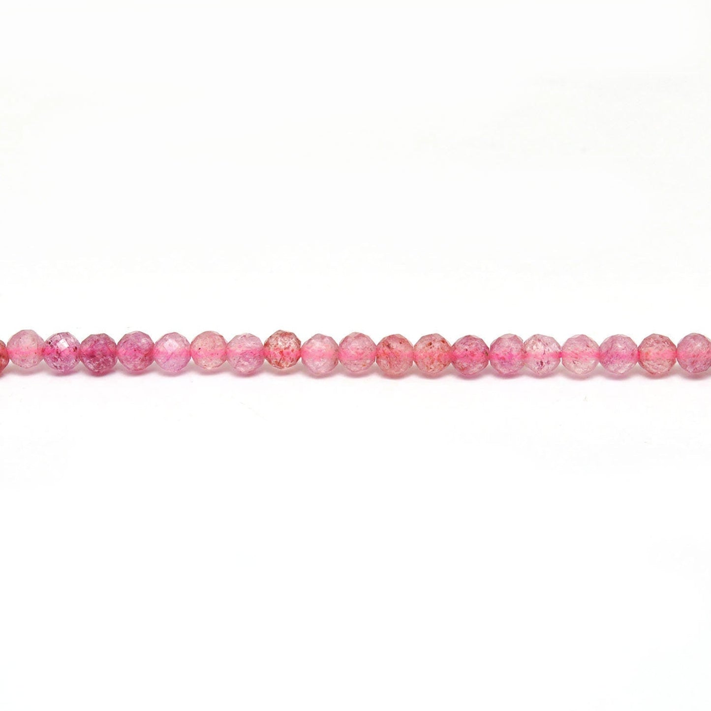 Natural Strawberry Quartz Round Faceted Gemstone Beads 15" Strand - SAR Gems
