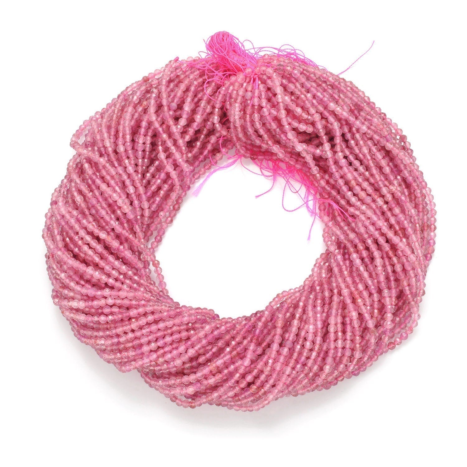 Natural Strawberry Quartz Round Faceted Gemstone Beads 15" Strand - SAR Gems