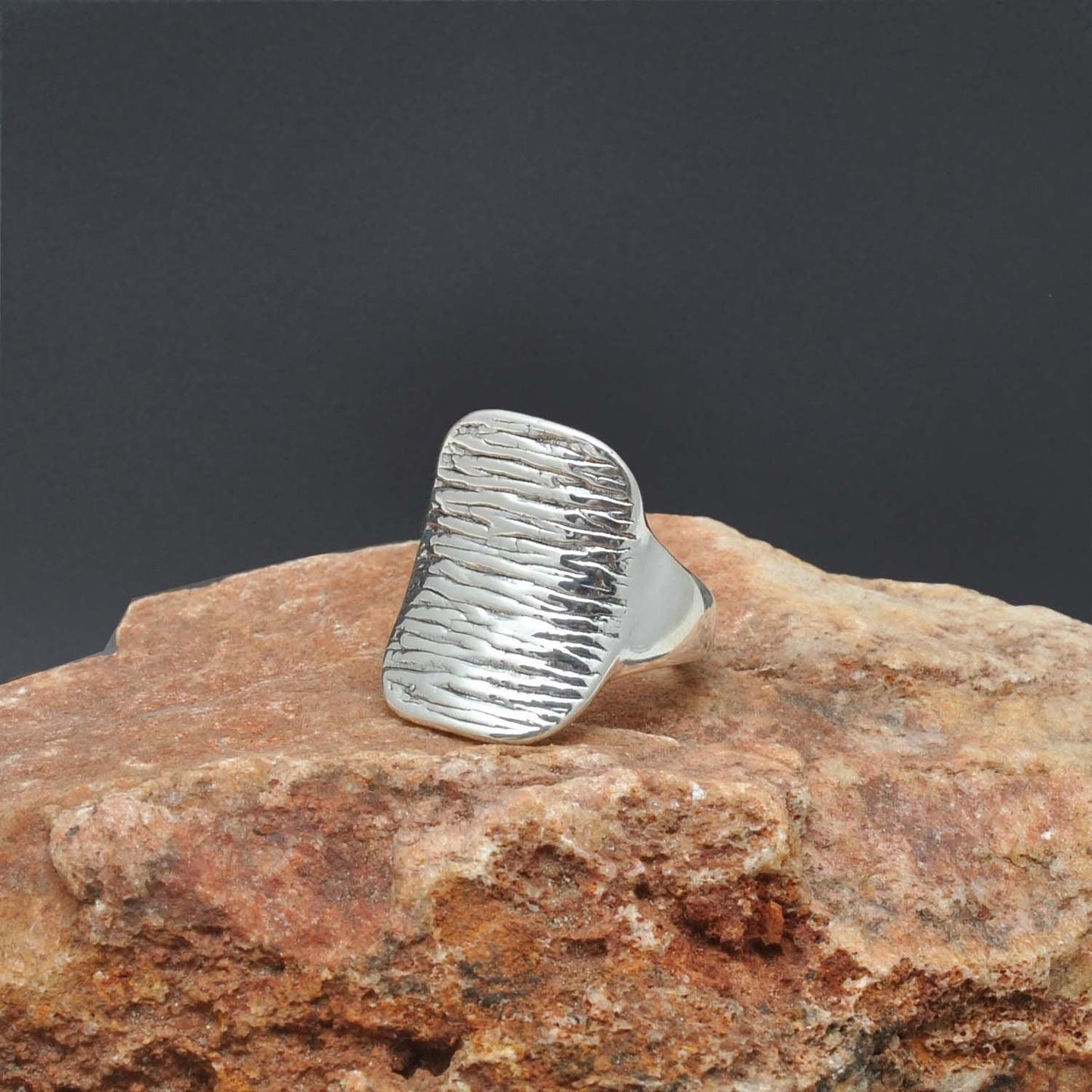 Sterling silver chunky textured ring - SAR Gems