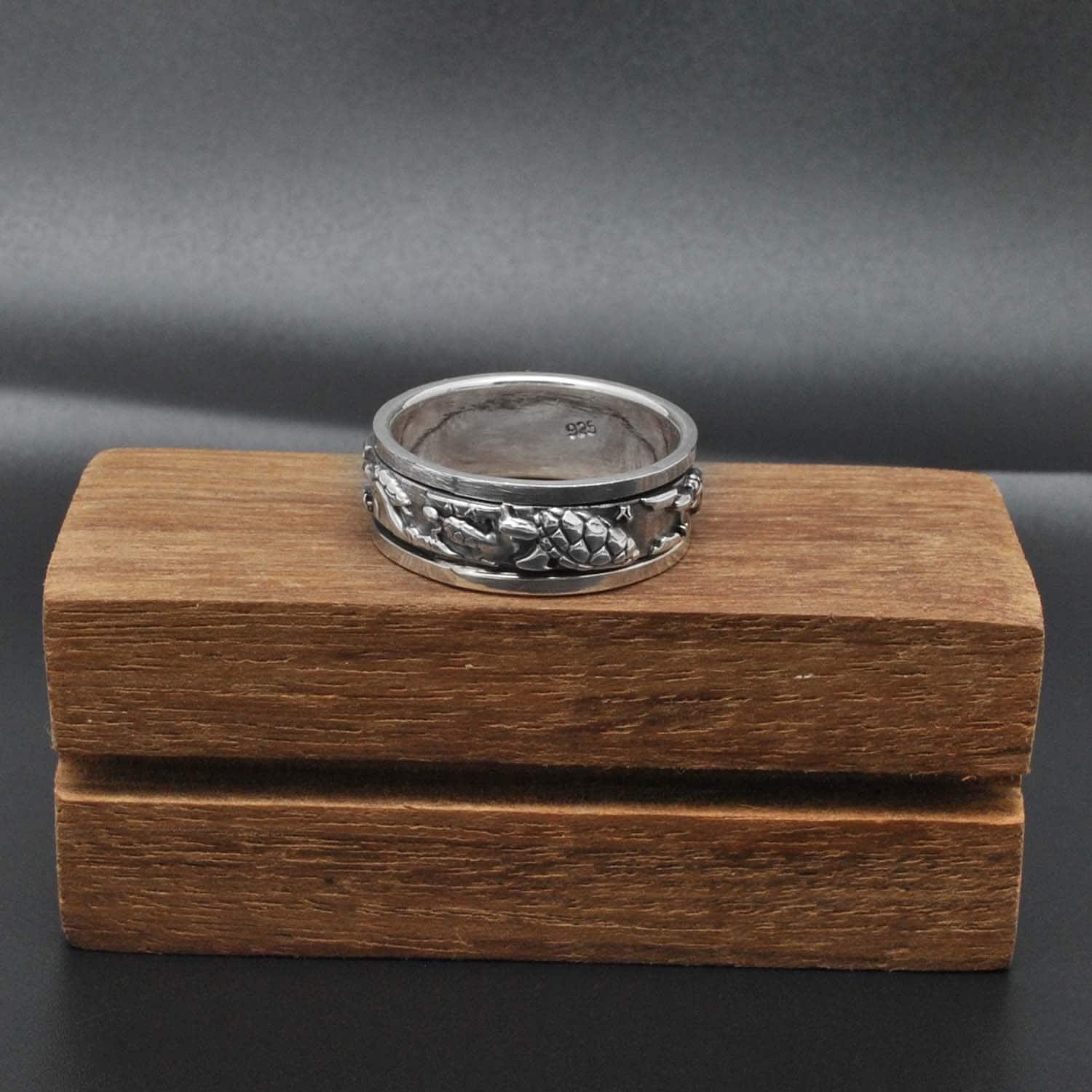Spinner Sterling Silver Turtle Band Ring - SAR Gems