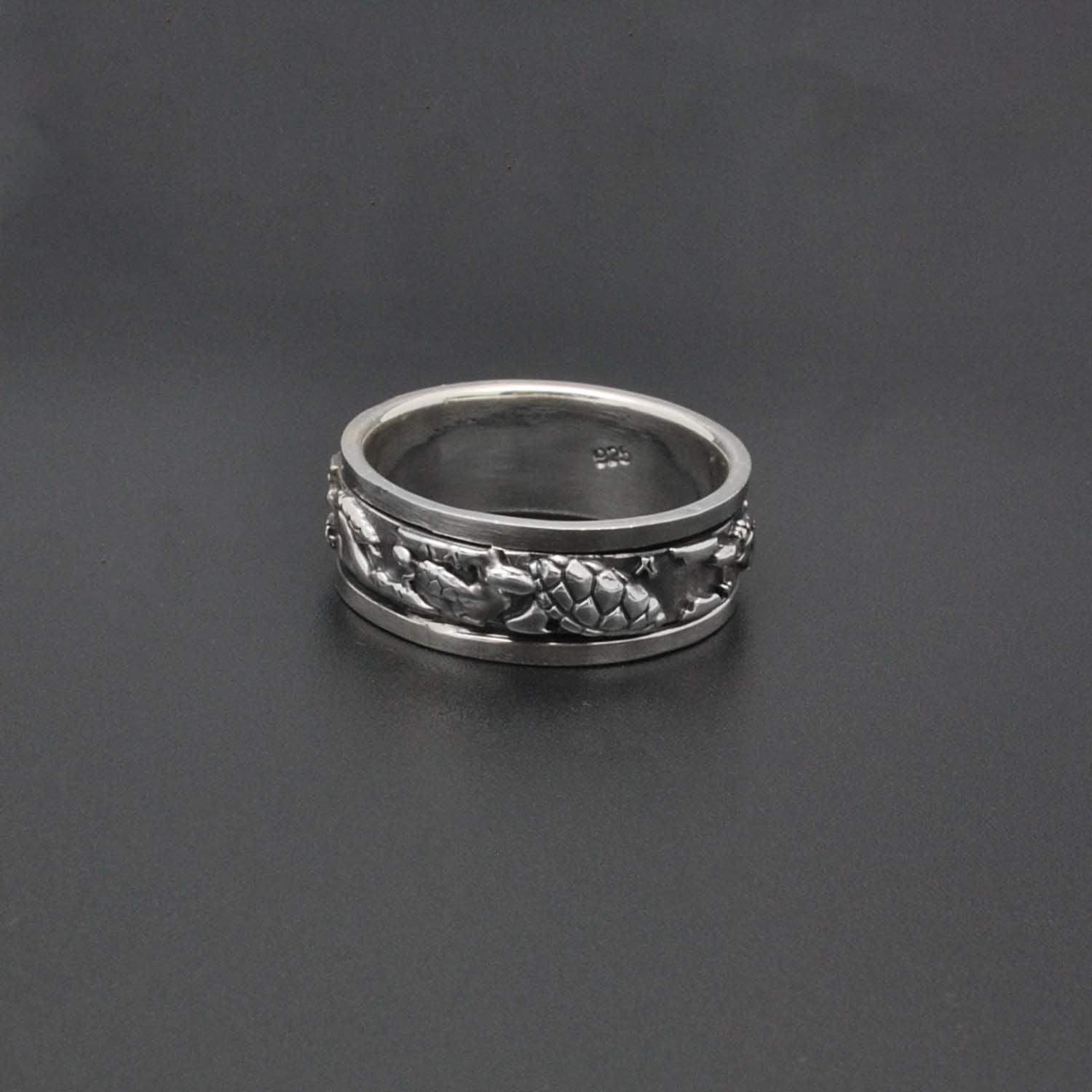 Spinner Sterling Silver Turtle Band Ring - SAR Gems