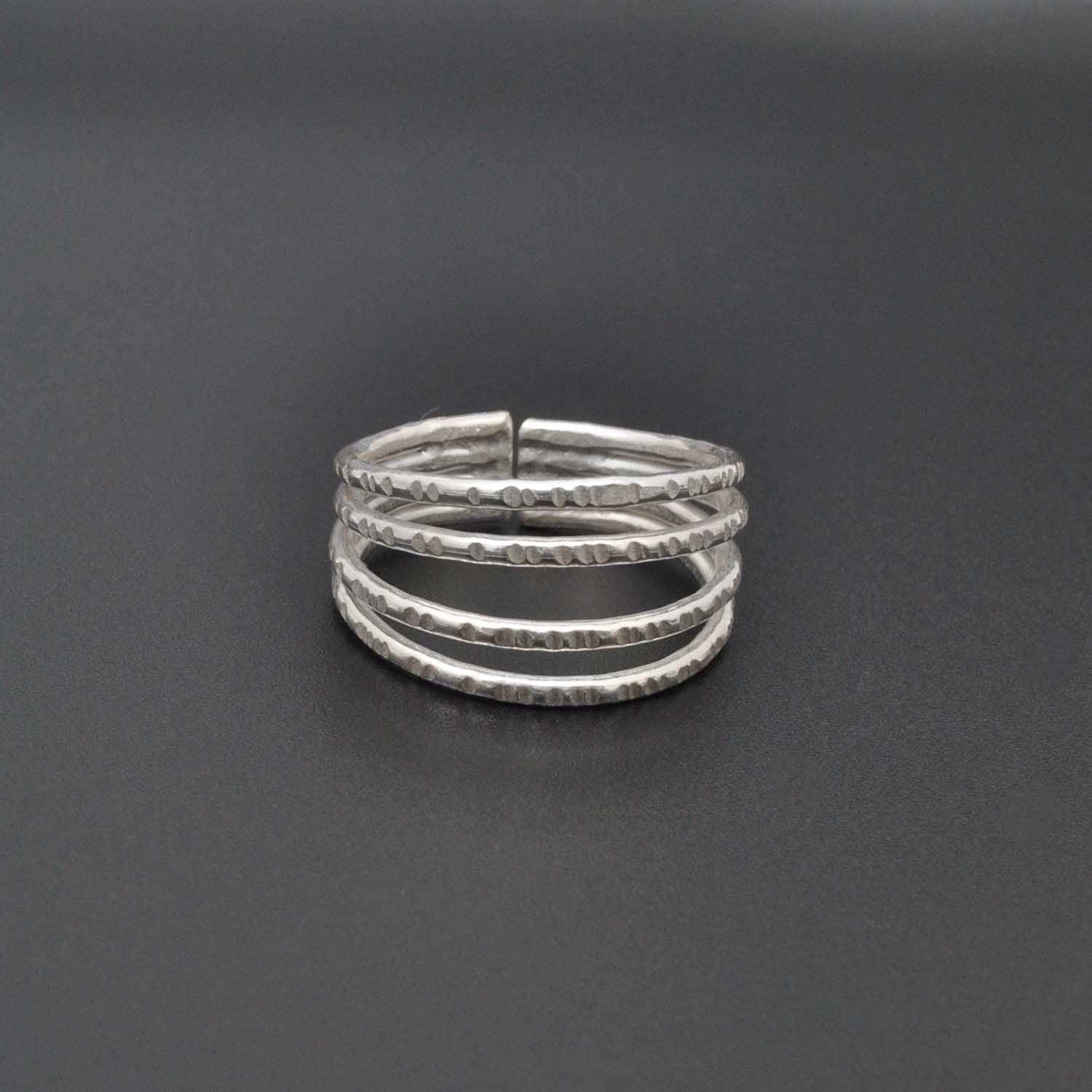 Sterling Silver Stackable Hammered Ring Size 9 - SAR Gems