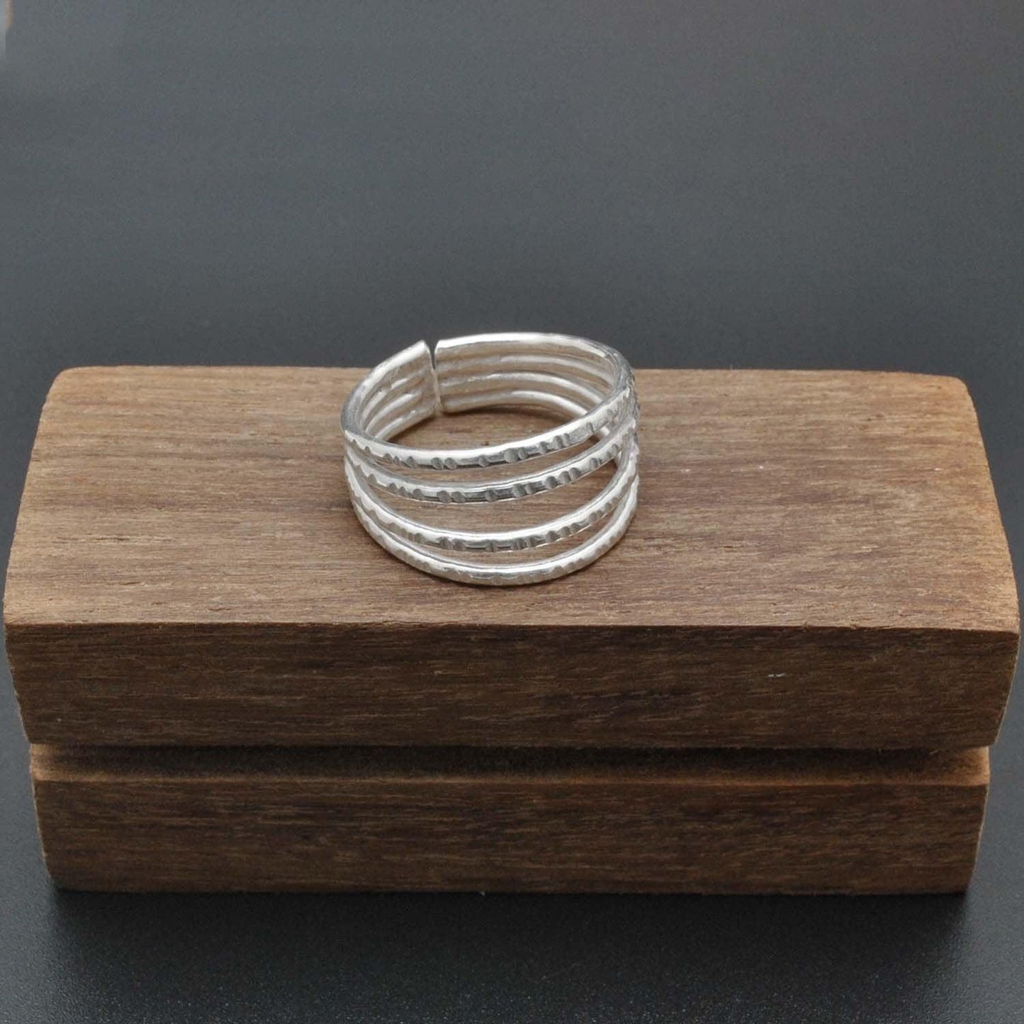 Sterling Silver Stackable Hammered Ring Size 9 - SAR Gems