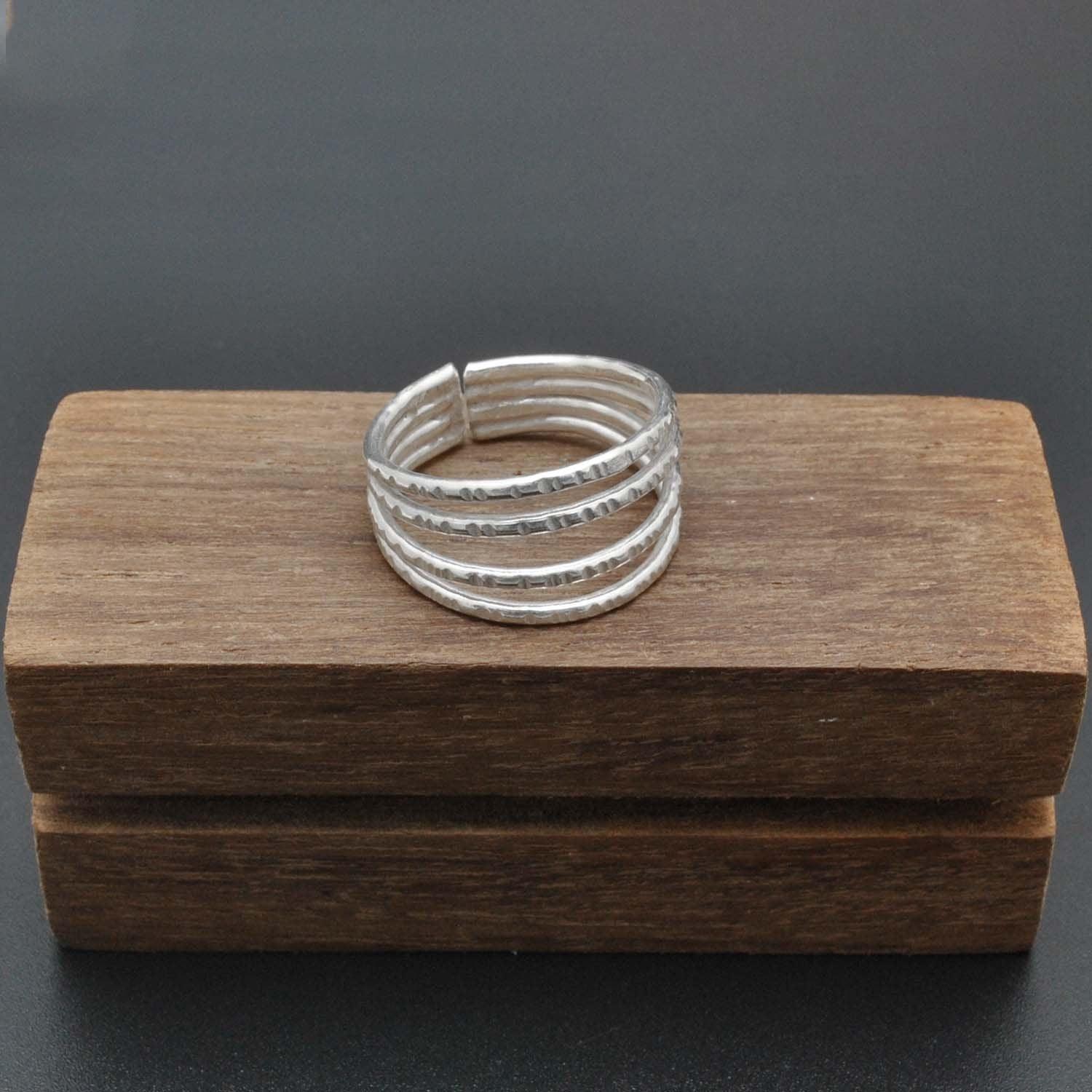 Sterling Silver Stackable Hammered Ring Size 9 - SAR Gems