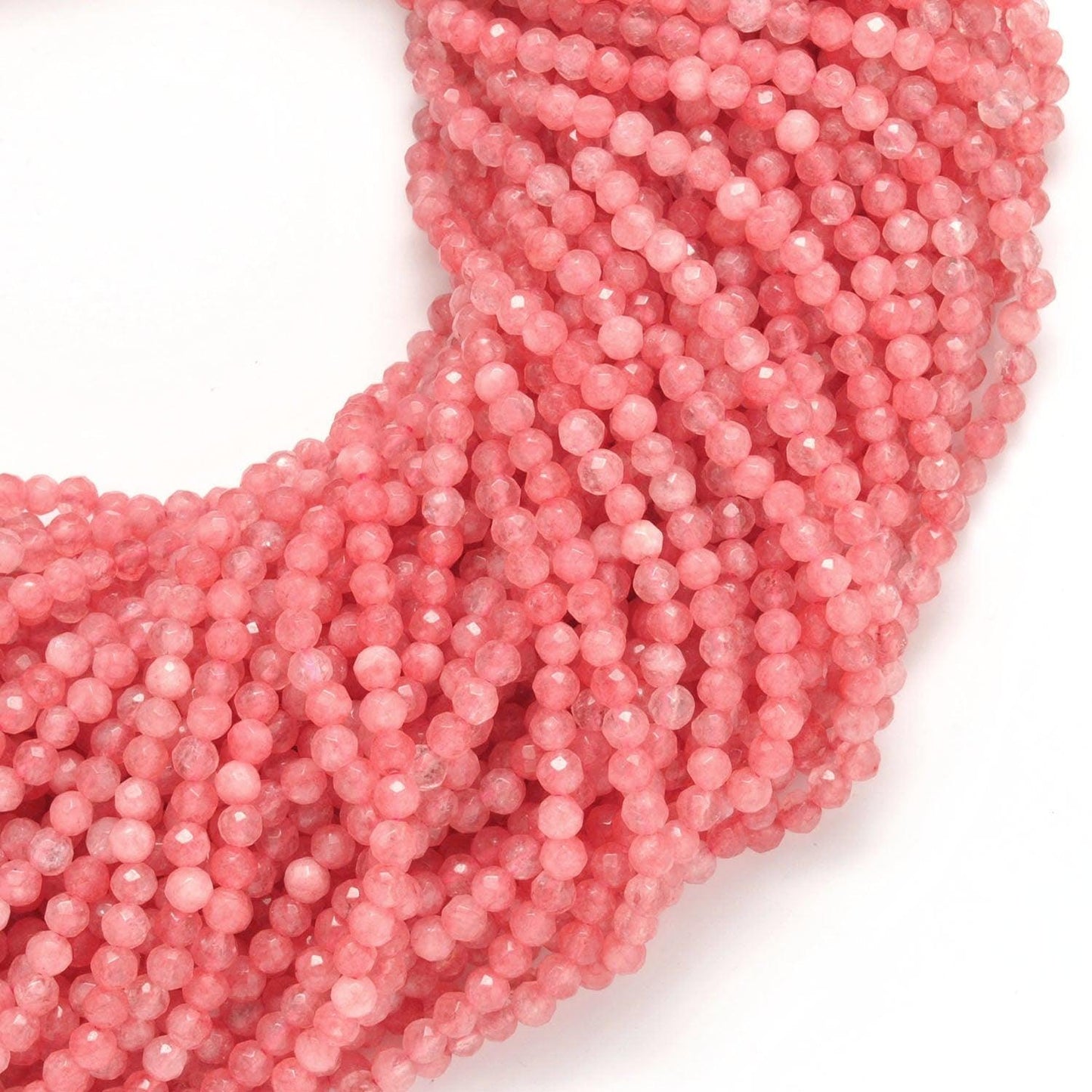 Pink Quartz Faceted Round Gemstone Beads 3-3.5-4mm - SAR Gems
