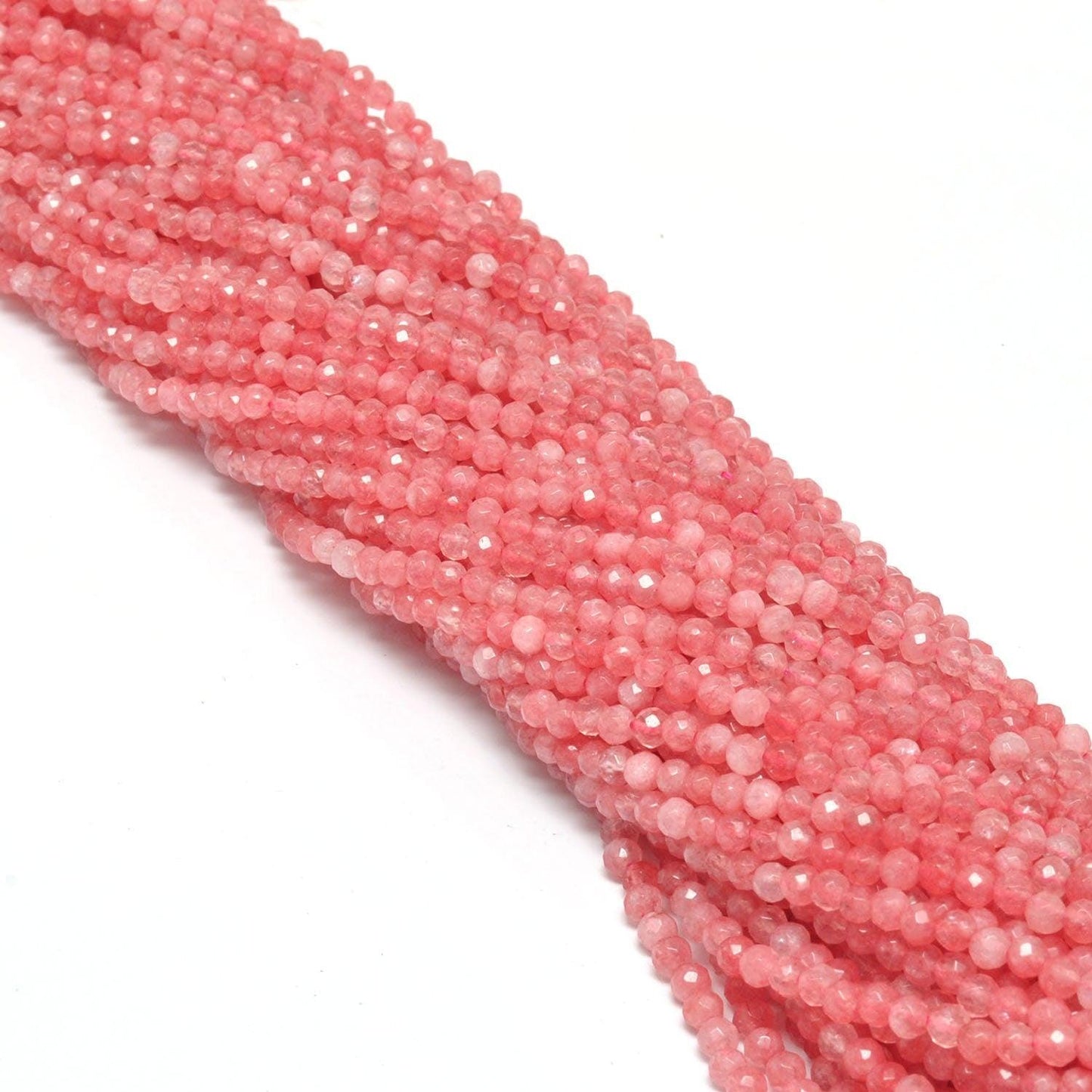 Pink Quartz Faceted Round Gemstone Beads 3-3.5-4mm - SAR Gems
