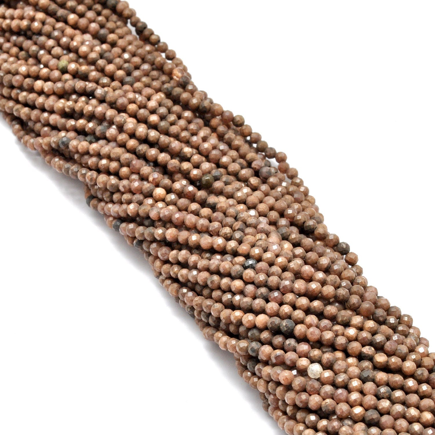 Natural Camel Jasper Round Faceted Gemstone Beads 15" Strand - SAR Gems