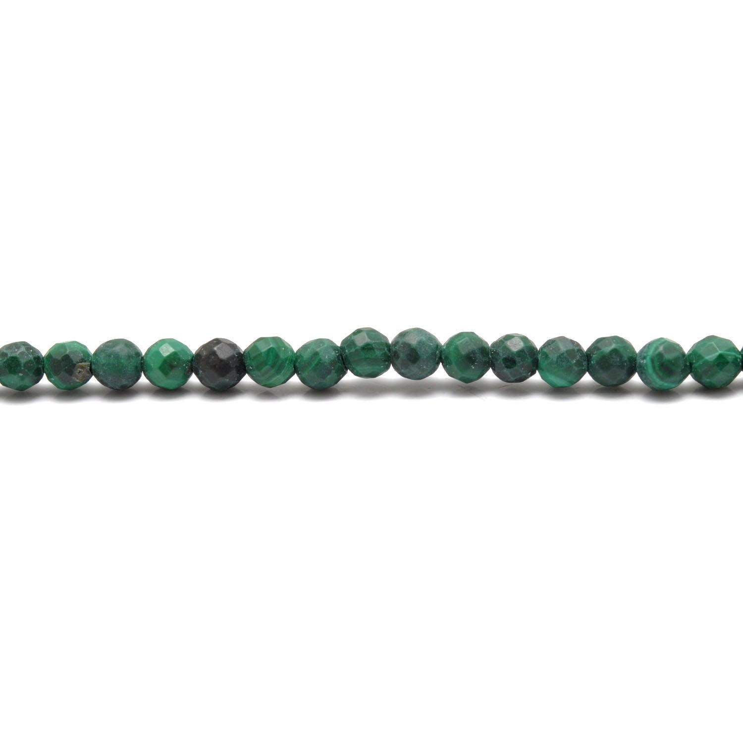 Natural Malachite Round faceted Gemstone Beads 12.5" Strand - SAR Gems