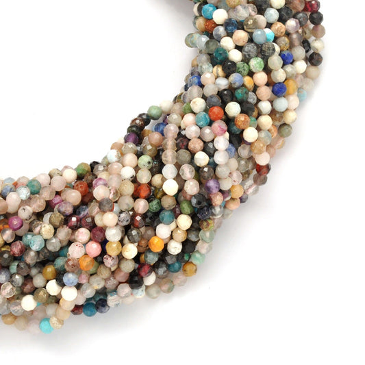 Natural Multi Gemstone Round Faceted Beads 12.5" Strand - SAR Gems