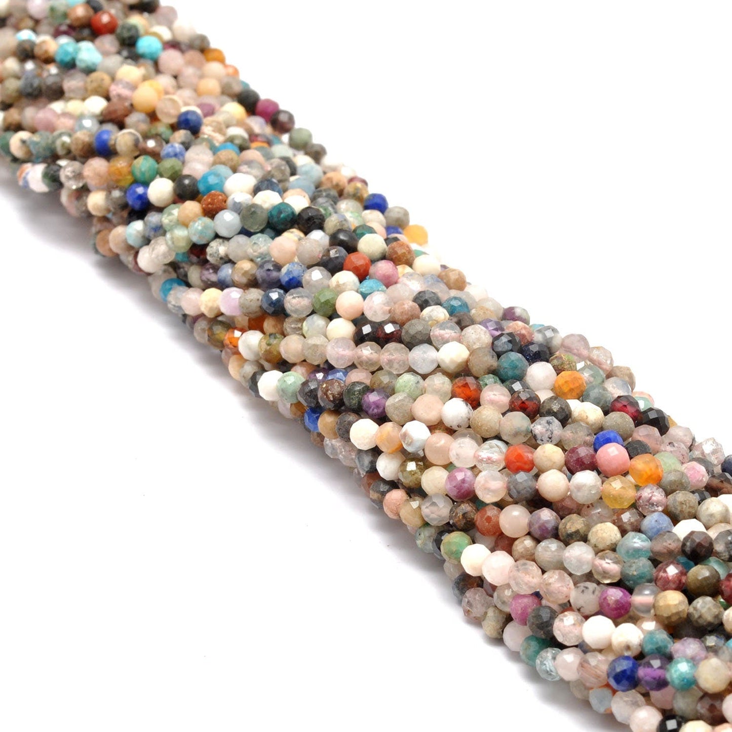 Natural Multi Gemstone Round Faceted Beads 12.5" Strand - SAR Gems