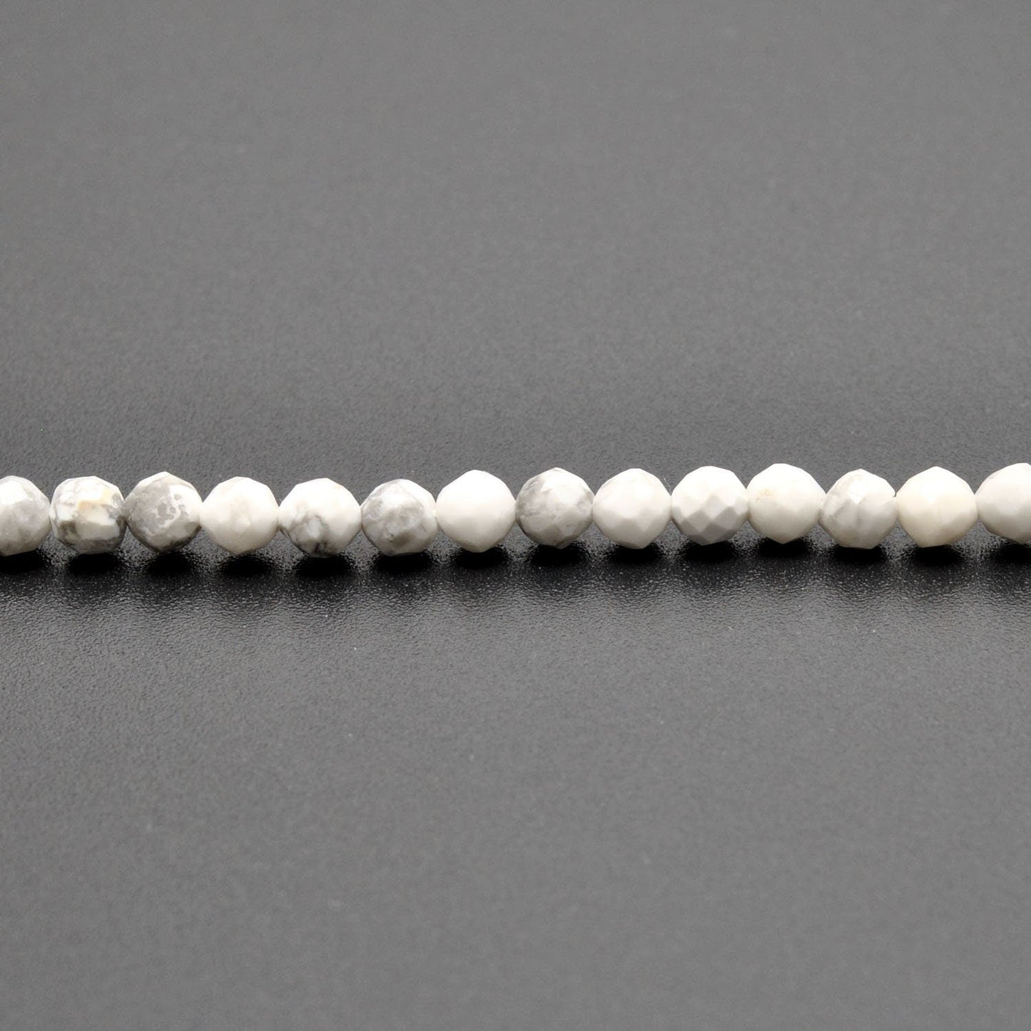 White Howlite Round Faceted Gemstone Beads 12.5" Strand - SAR Gems
