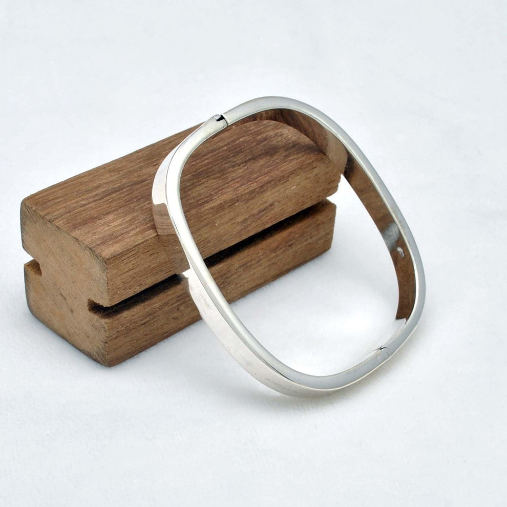 925 Sterling Silver Wide Hinged Square Bracelet 8mm 9mm