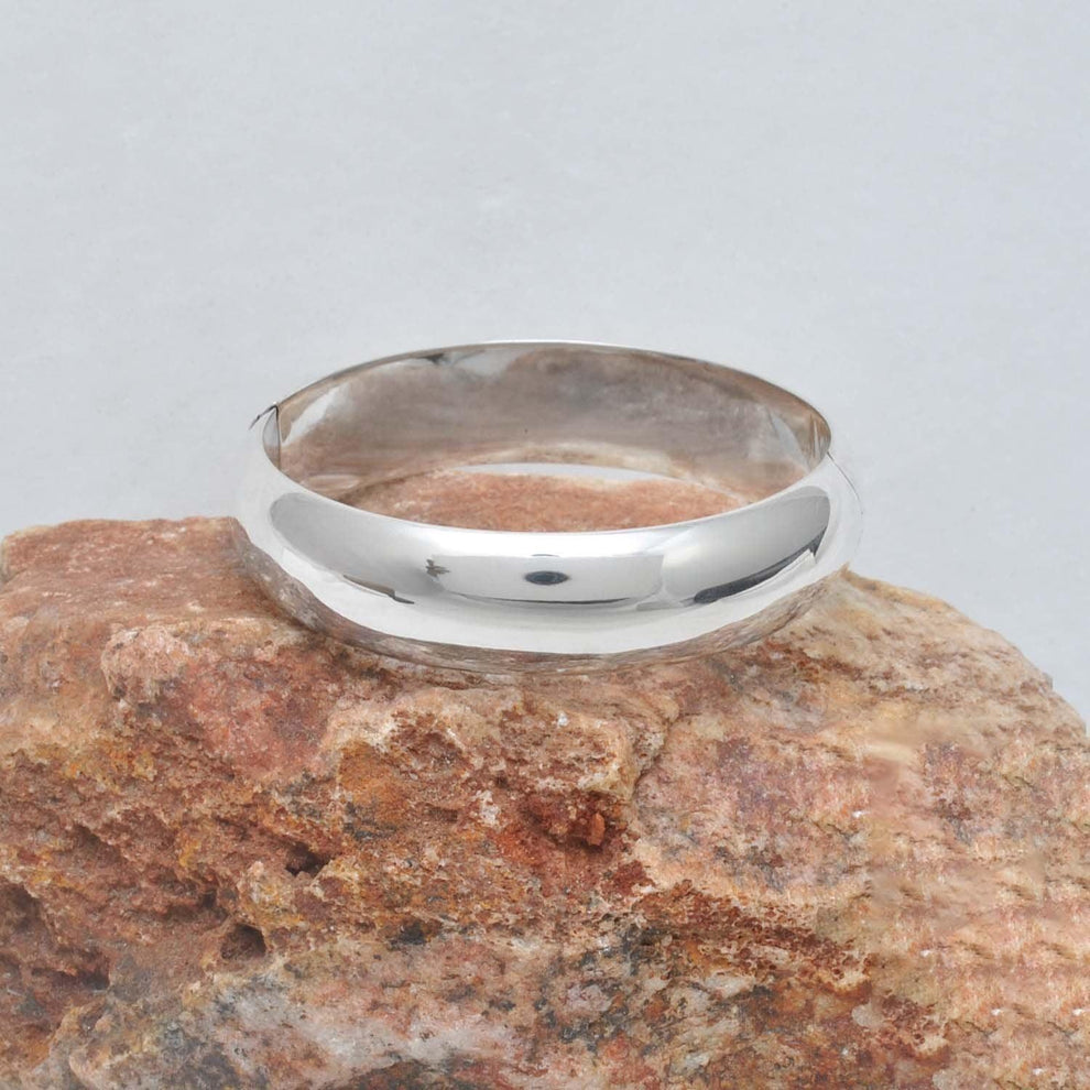 925 Sterling Silver Minimalist Plain Bangle - 15mm & 12mm