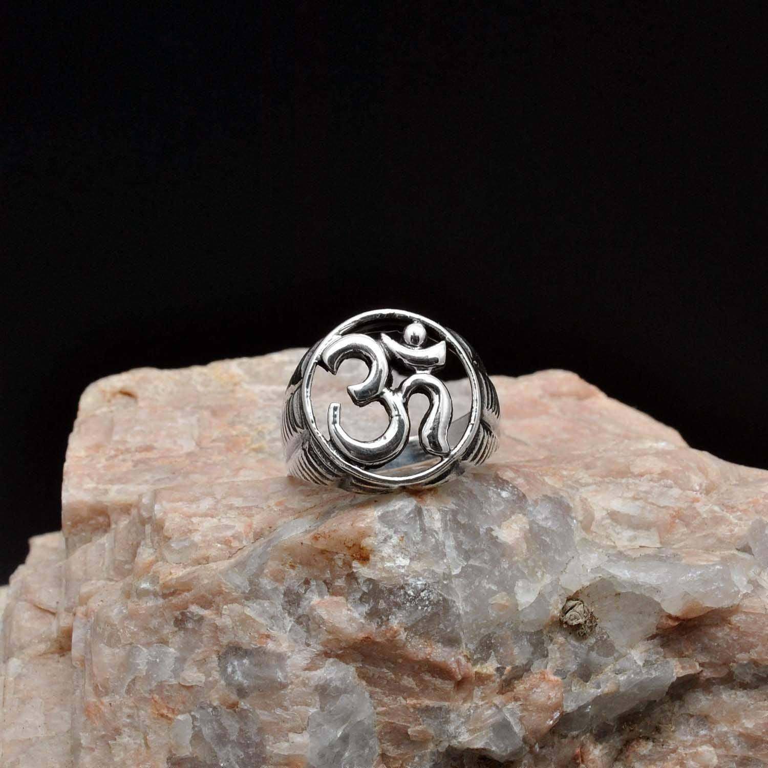 Silver Om Ring Size 10 Spiritual Jewelry - SAR Gems