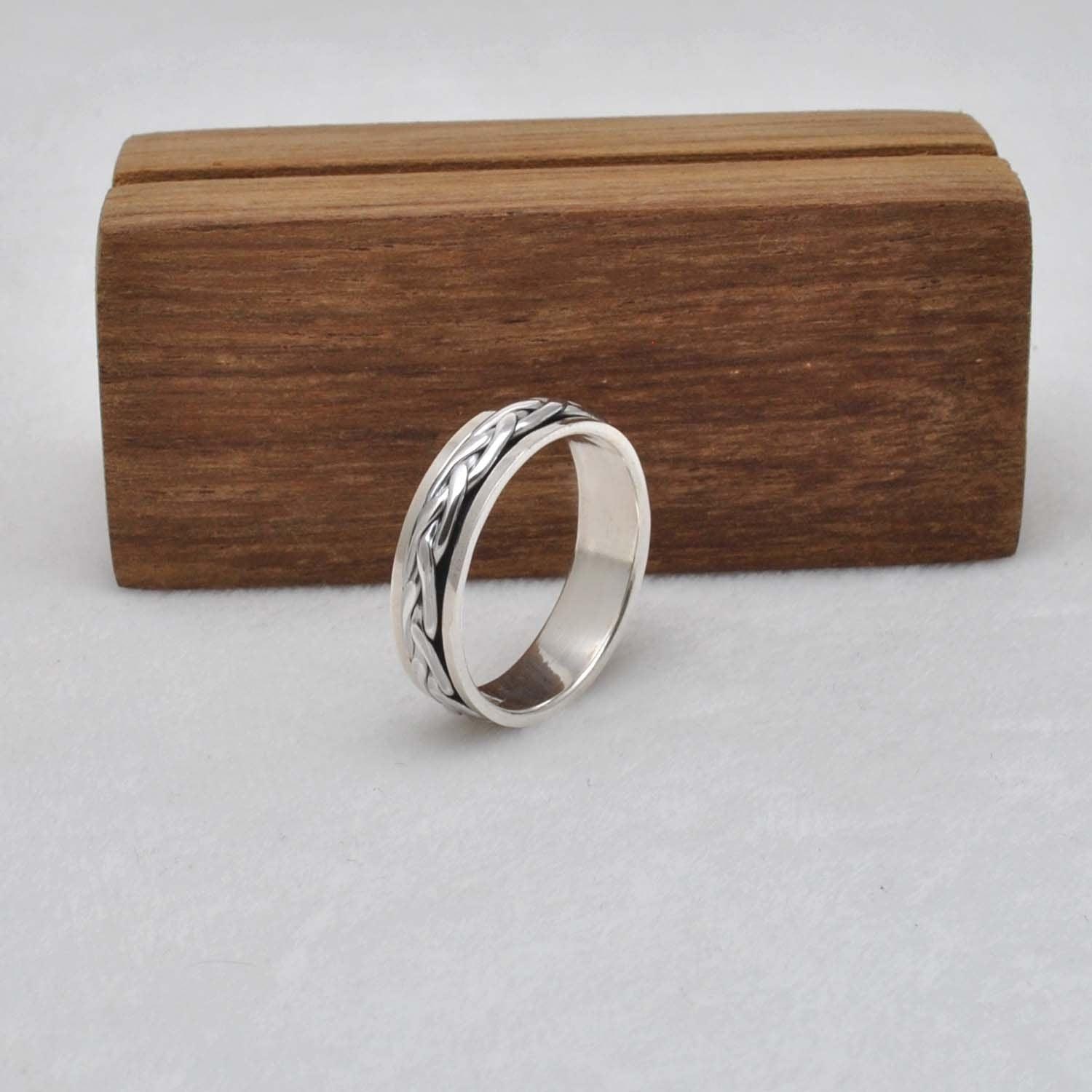 Sterling Silver Fidget Curb Ring Size 12 - SAR Gems