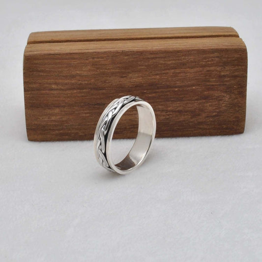 Sterling Silver Fidget Curb Ring Size 12 - SAR Gems