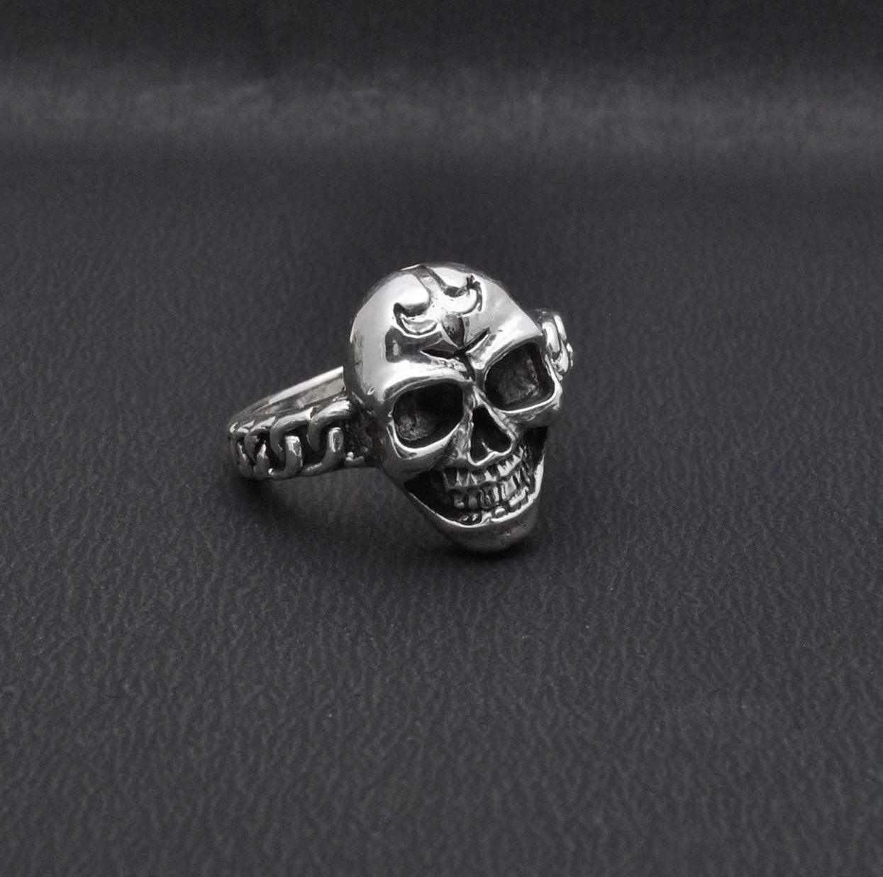 Silver Skull Ring Size 10 Halloween Jewelry - SAR Gems