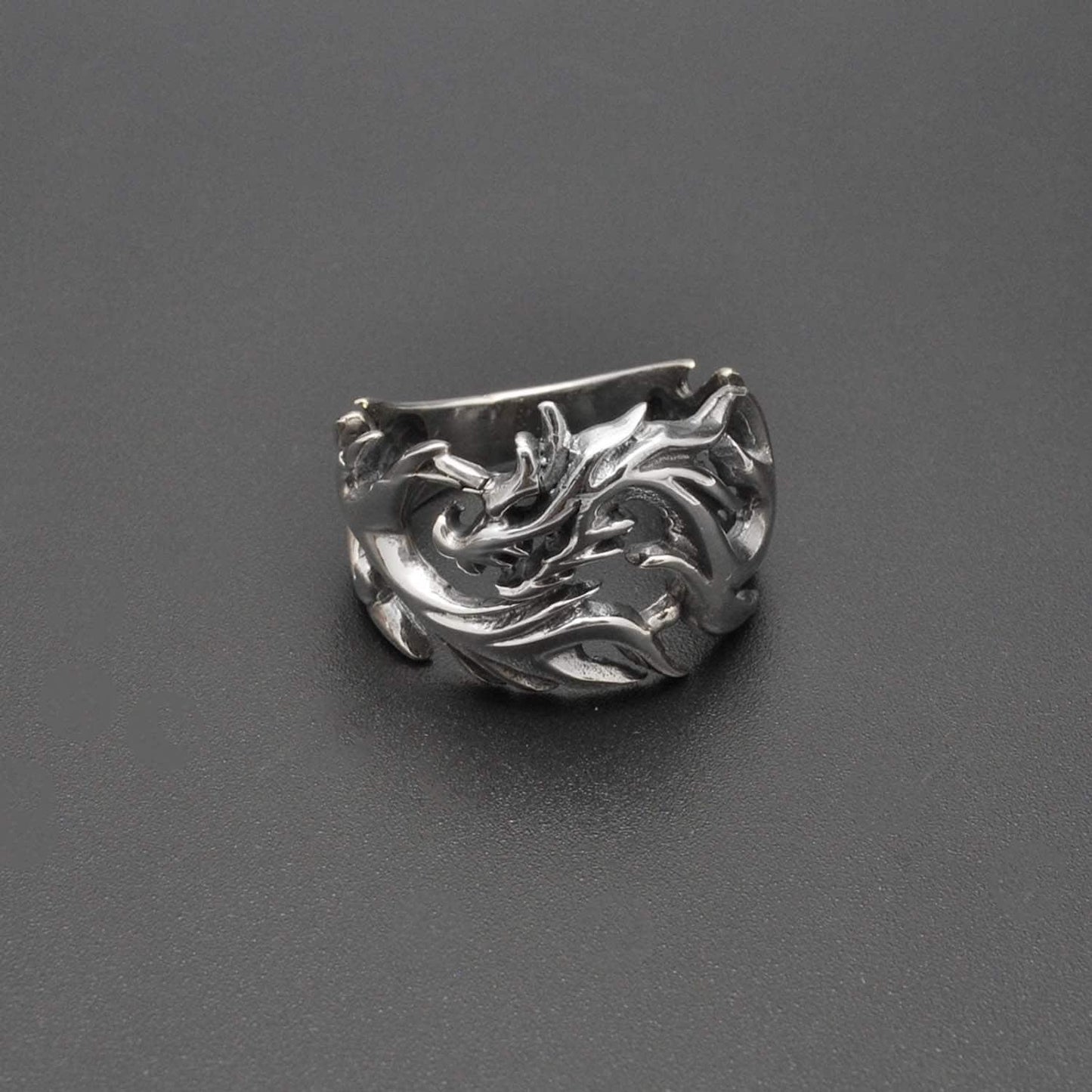Silver Fierce Dragon Ring Size 9 - SAR Gems