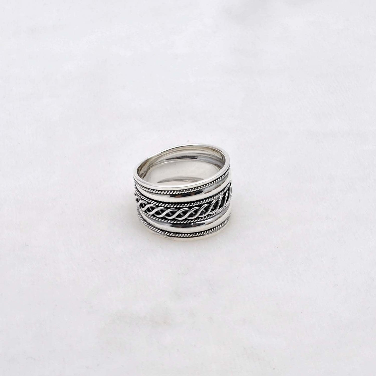 Thumb Silver Ring Size 10 Oxidized Anti-Stress Band - SAR Gems