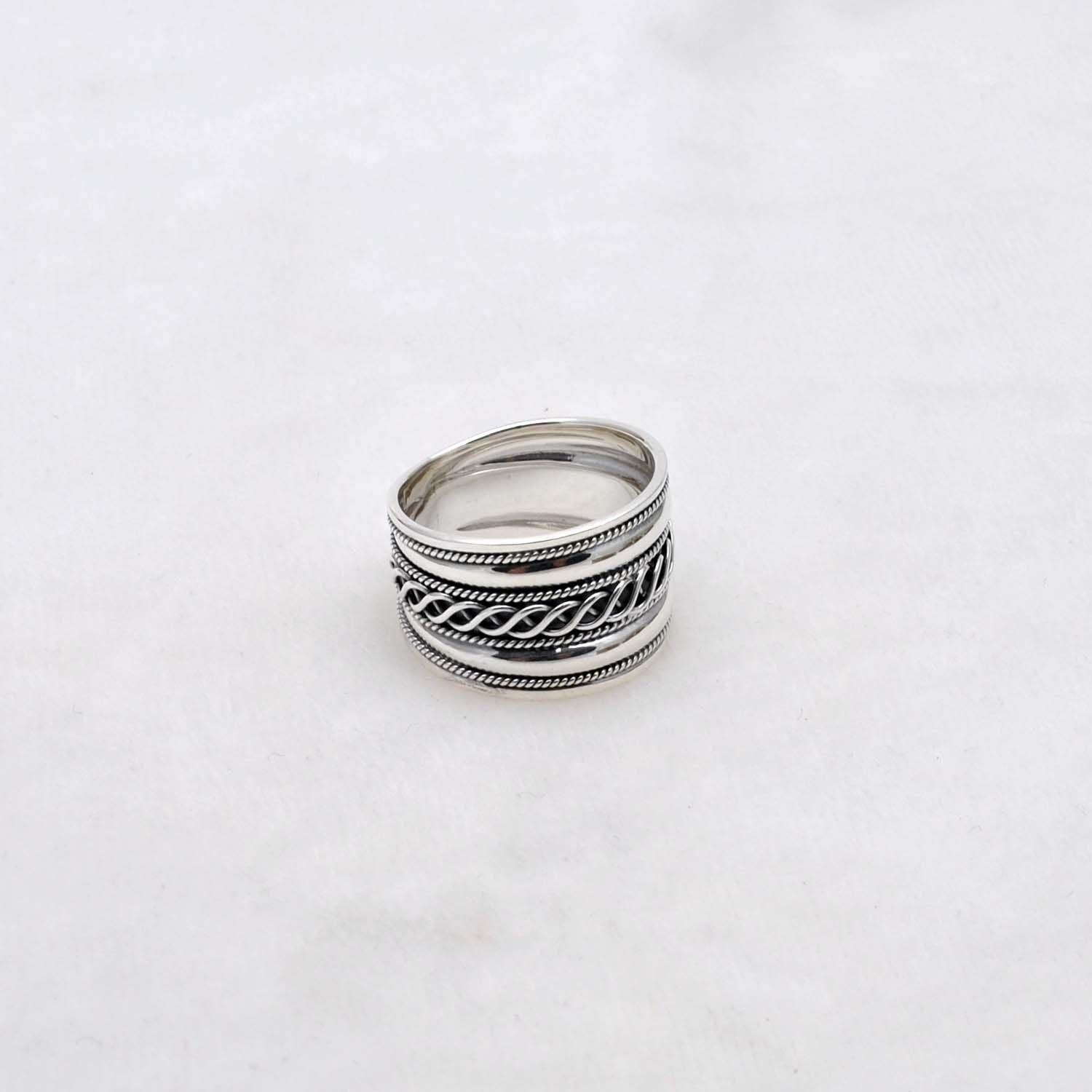 Thumb Silver Ring Size 10 Oxidized Anti-Stress Band - SAR Gems