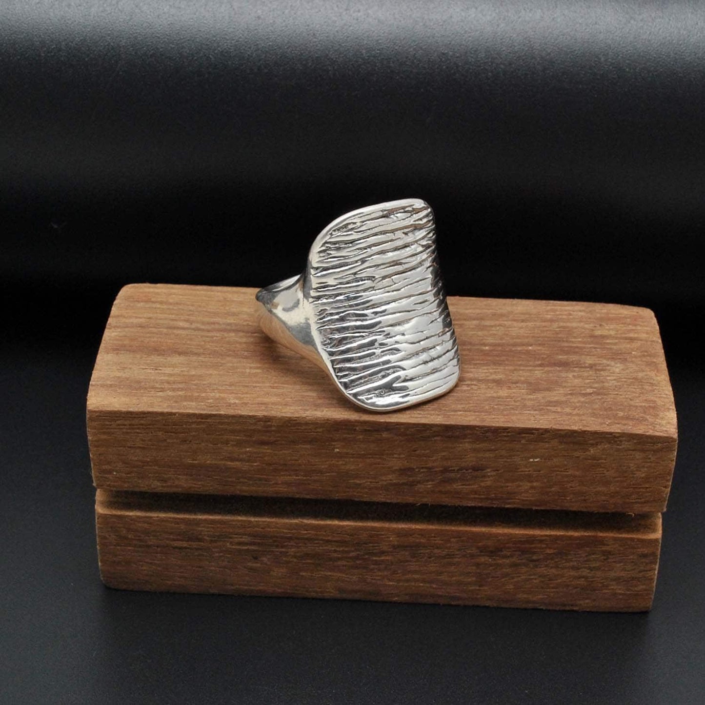 Sterling silver chunky textured ring - SAR Gems