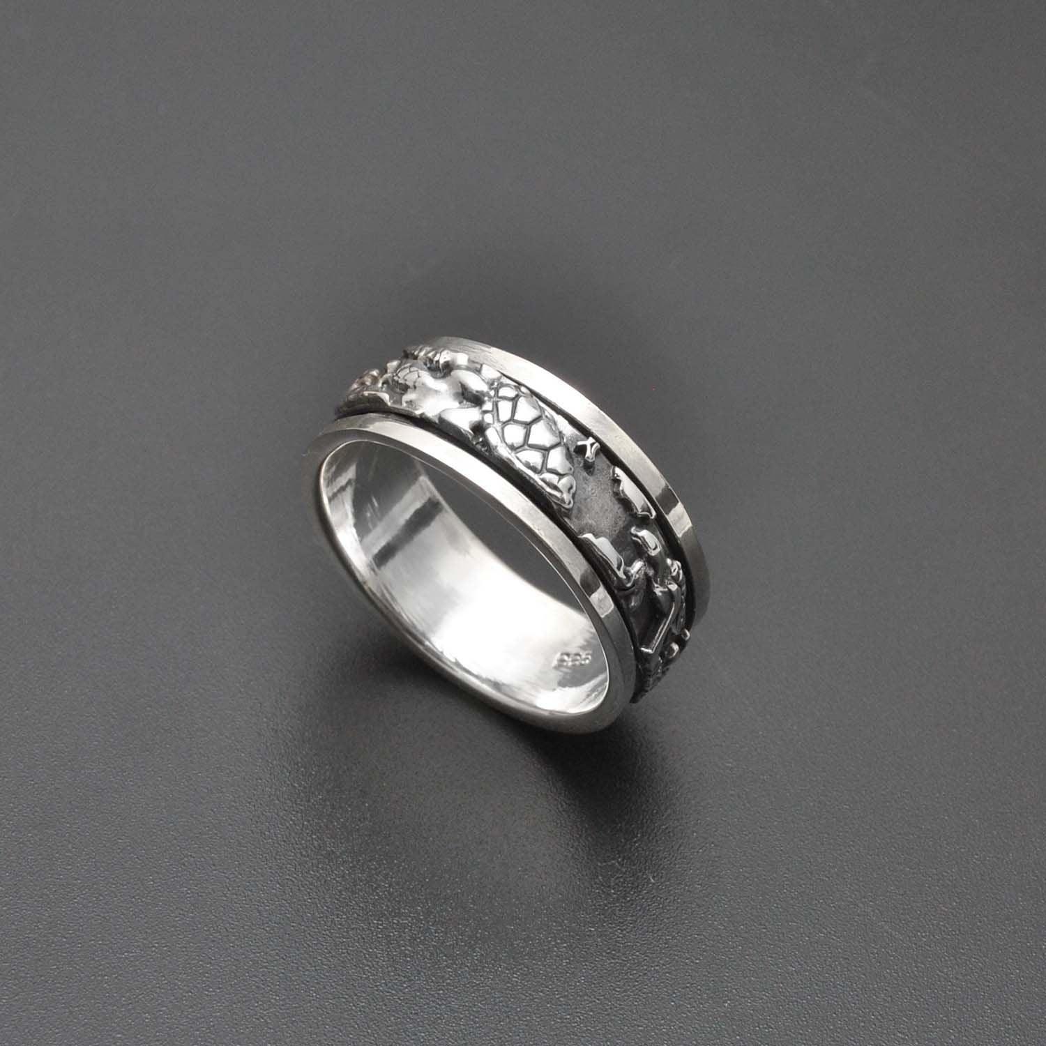 Spinner Sterling Silver Turtle Band Ring - SAR Gems
