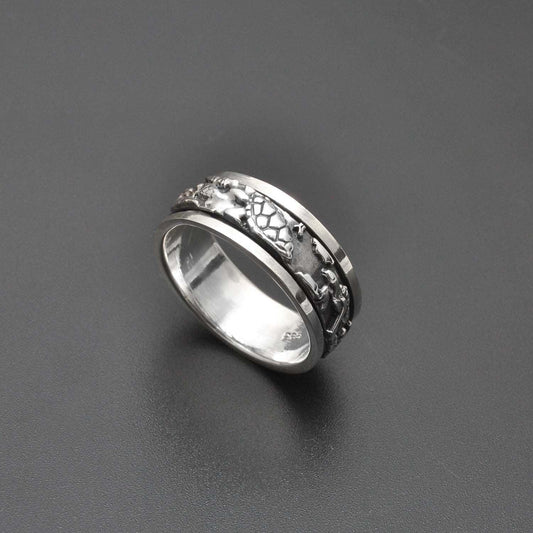 Spinner Sterling Silver Turtle Band Ring - SAR Gems
