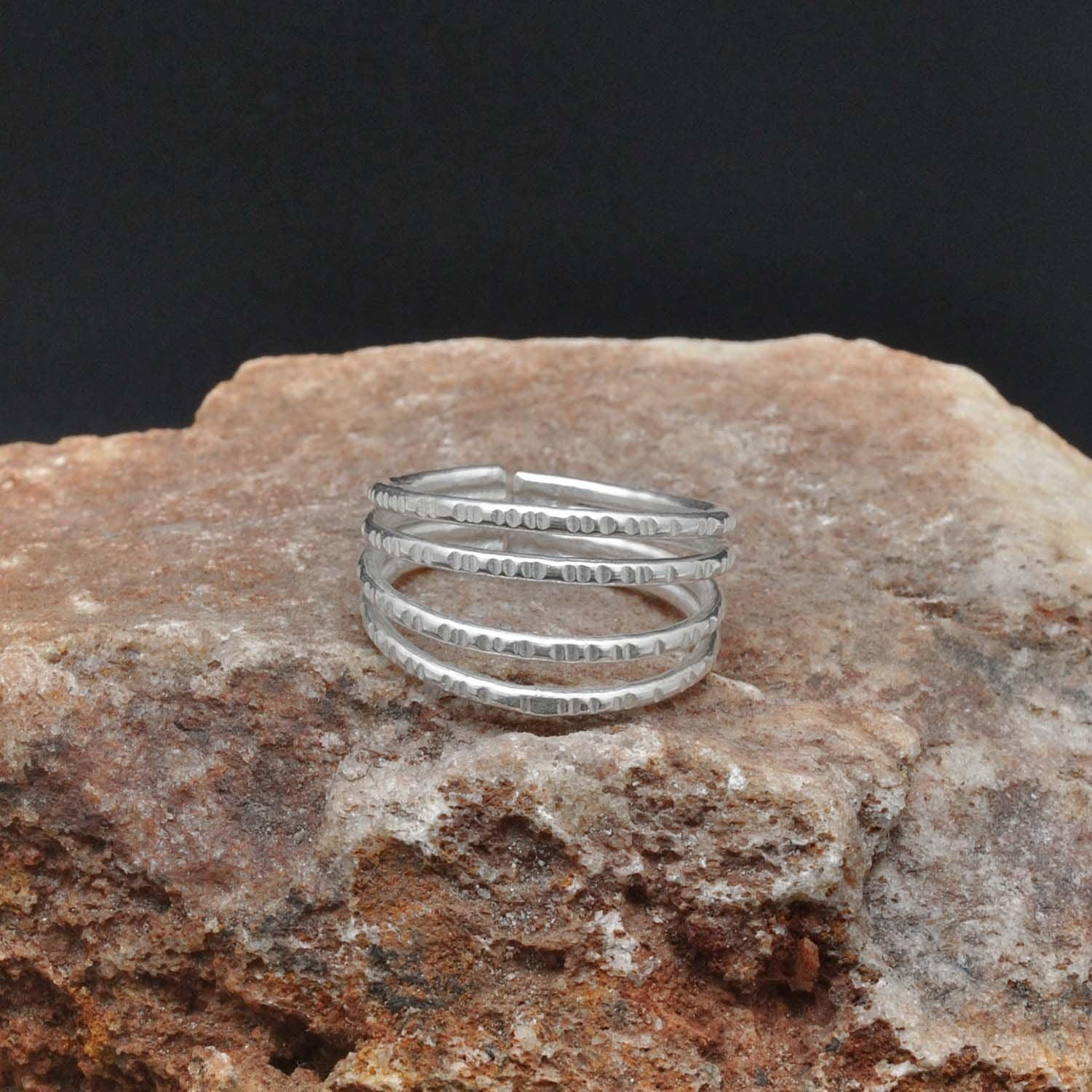 Sterling Silver Stackable Hammered Ring Size 9 - SAR Gems