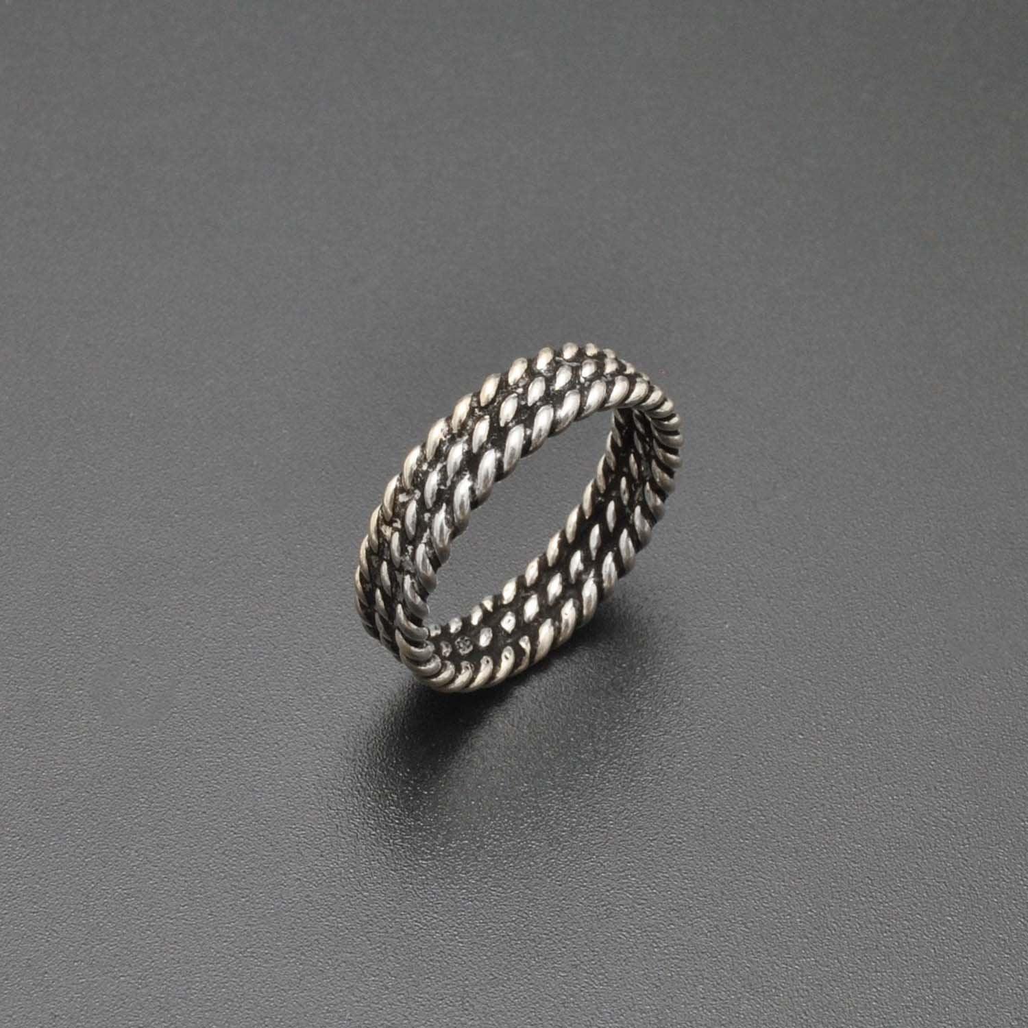 925 Sterling Silver Twisted Rope Ring Size 9 - SAR Gems