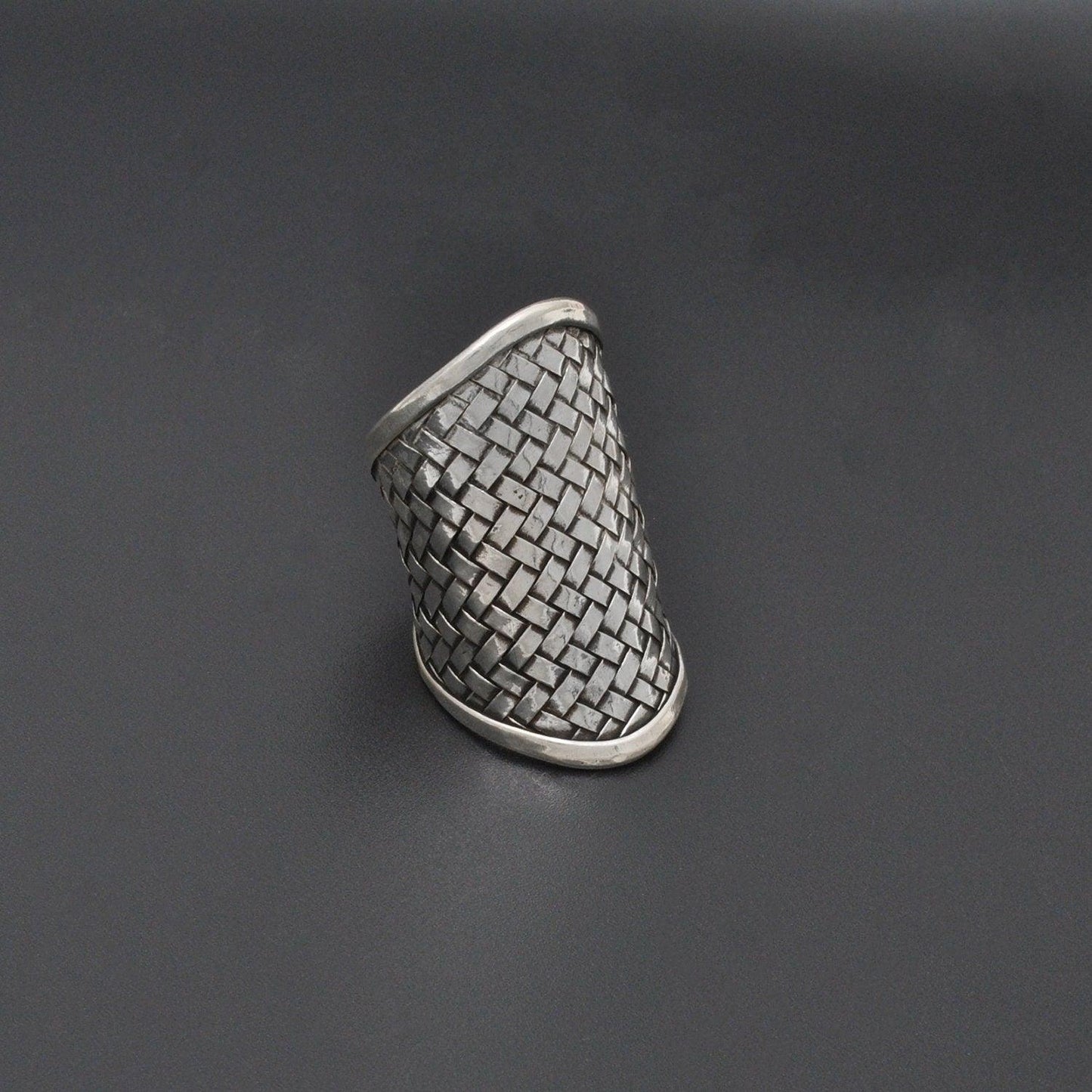 Silver Braided Long Finger Ring Size 10 - SAR Gems