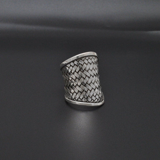 925 Silver Weave Chunky Wide Band Ring Size 9 - SAR Gems