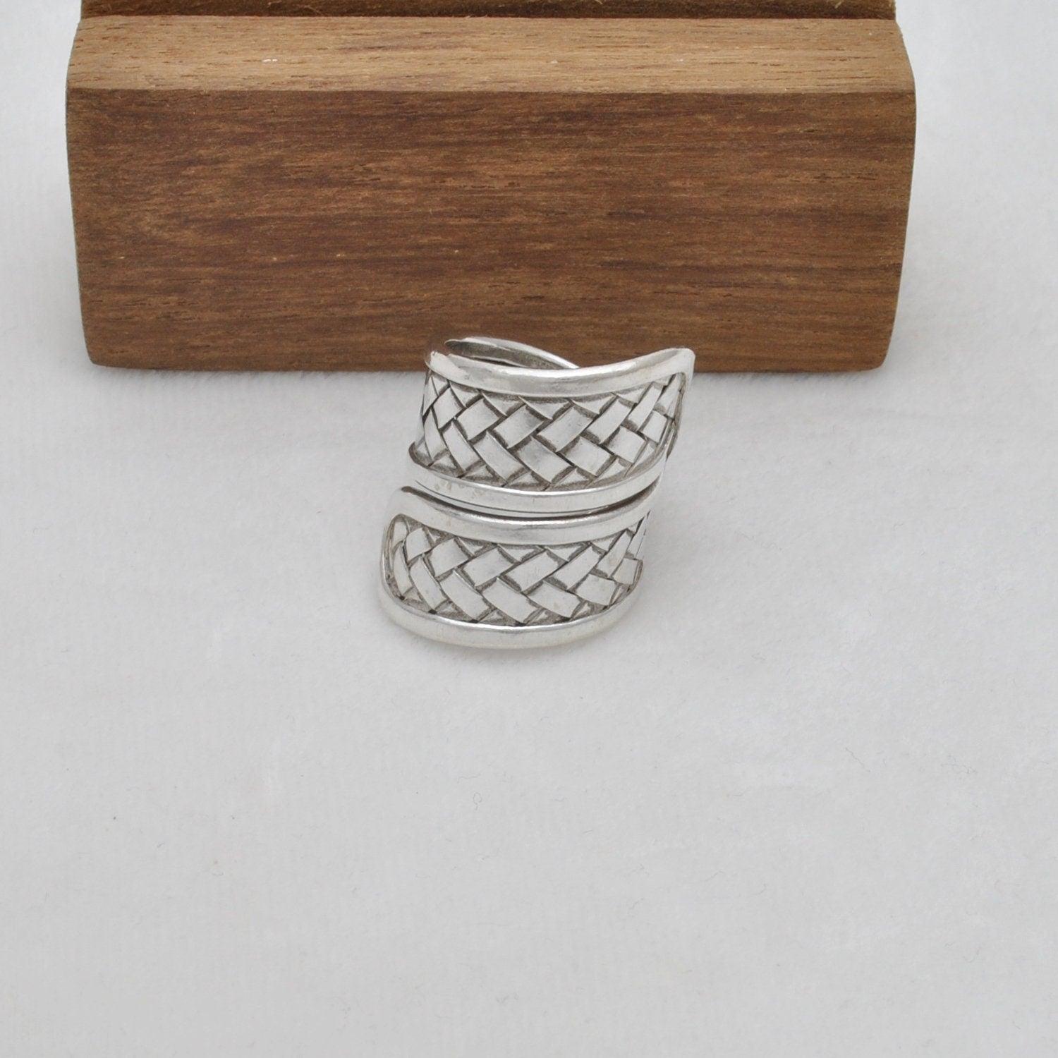 Tribal Braided 925 Silver Long Statement Ring Size 9 - SAR Gems