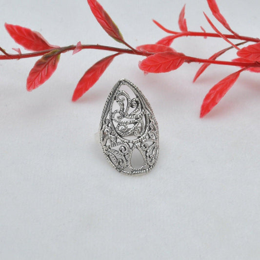 Sterling Silver Filigree Women Dainty Ring Size 8 - SAR Gems