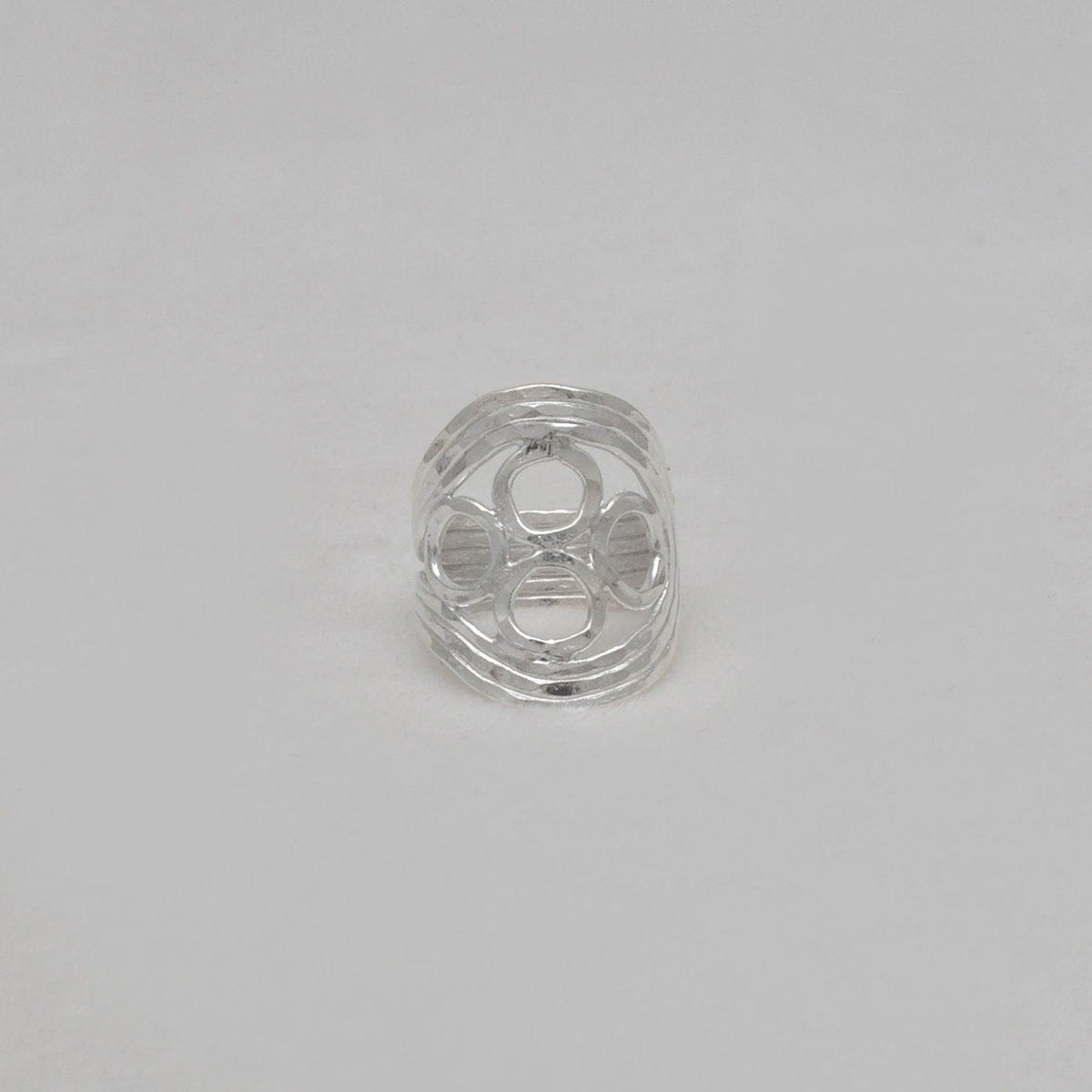 Handmade Sterling Silver Beaten Band Ring Size 8 - SAR Gems