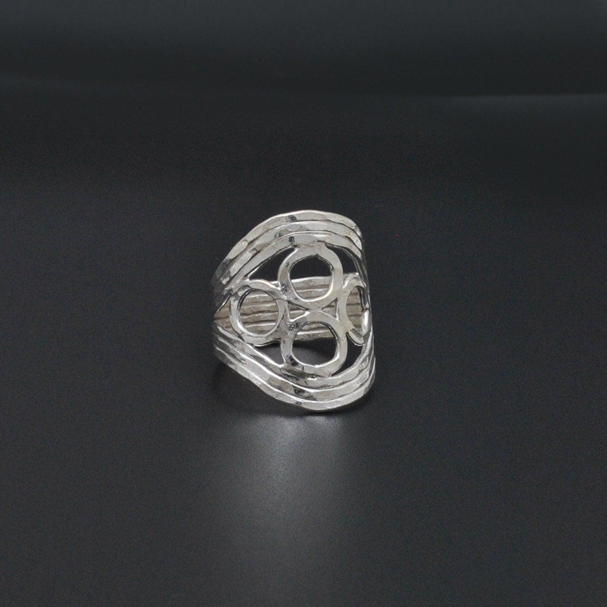 Handmade Sterling Silver Beaten Band Ring Size 8 - SAR Gems